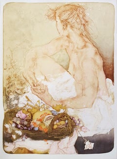 Earth /// Contemporary Female Artist Nude Woman Figurative Lithograph Modern Art