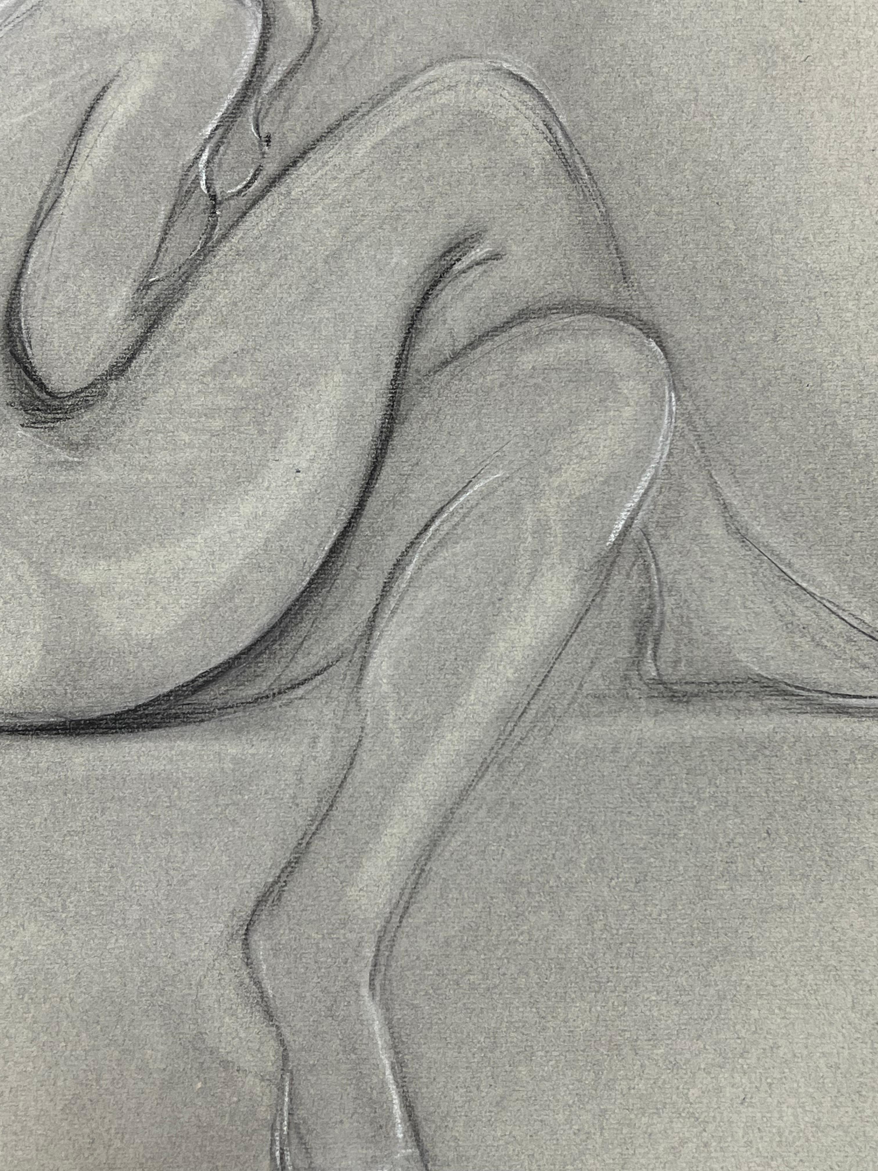 Ritratto di una donna nuda
Scuola francese, anni '60 circa
gesso e pastello su carta per artisti, senza cornice 
dimensioni: 19 x 11,5 pollici
condizioni: ottime e pronte per essere gustate
provenienza: collezione privata, Francia
