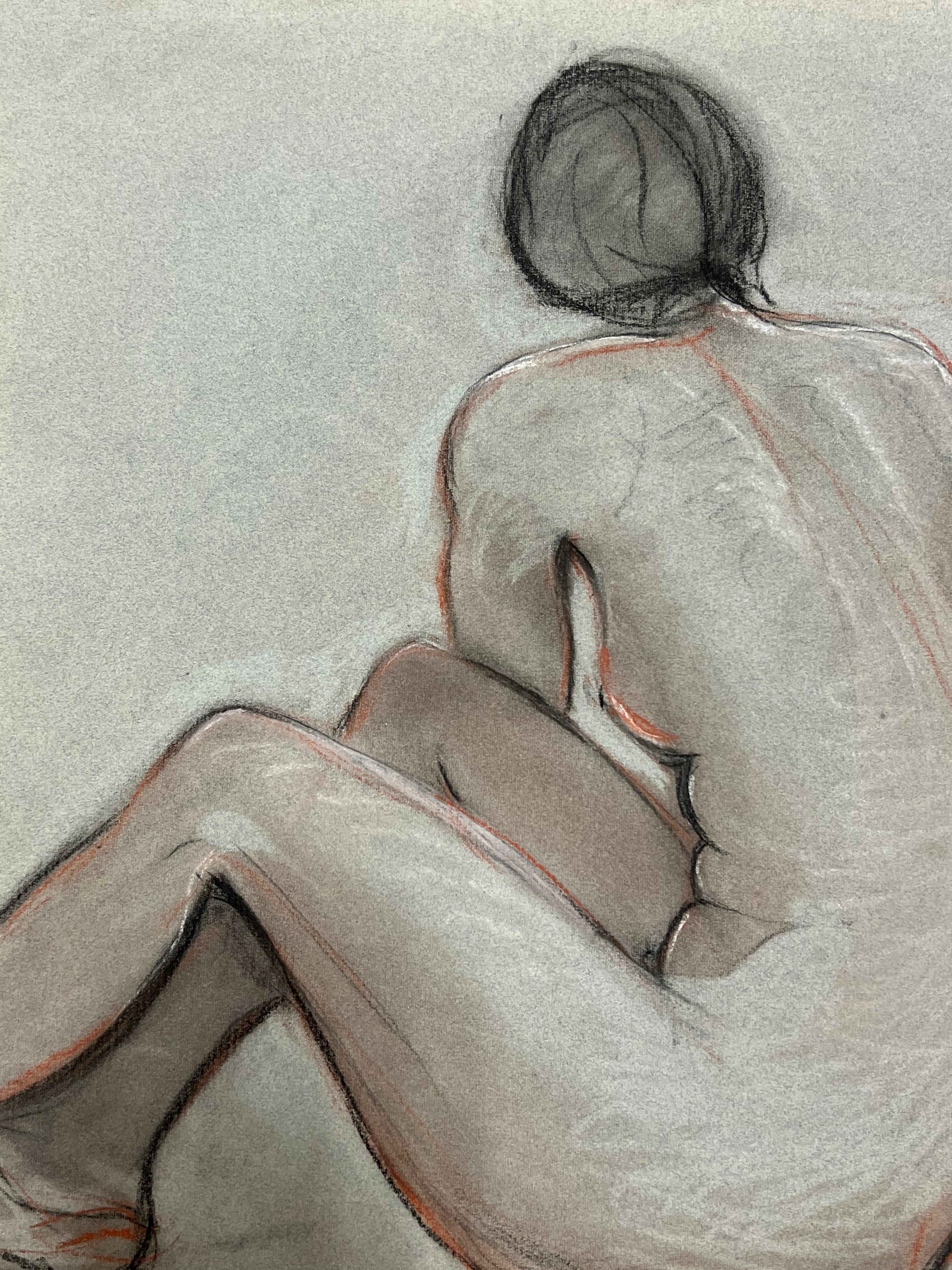Studio di nudo 
Scuola francese, anni '60 circa
gesso e pastello su carta per artisti, senza cornice 
bifacciale 
dimensioni: 12,5 x 20 pollici
condizioni: ottime e pronte per essere gustate
provenienza: collezione privata, Francia
