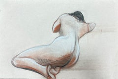 Original französische pastellfarbene Skizze, Akt-Porträt einer weiblichen Figur, 1960er Jahre