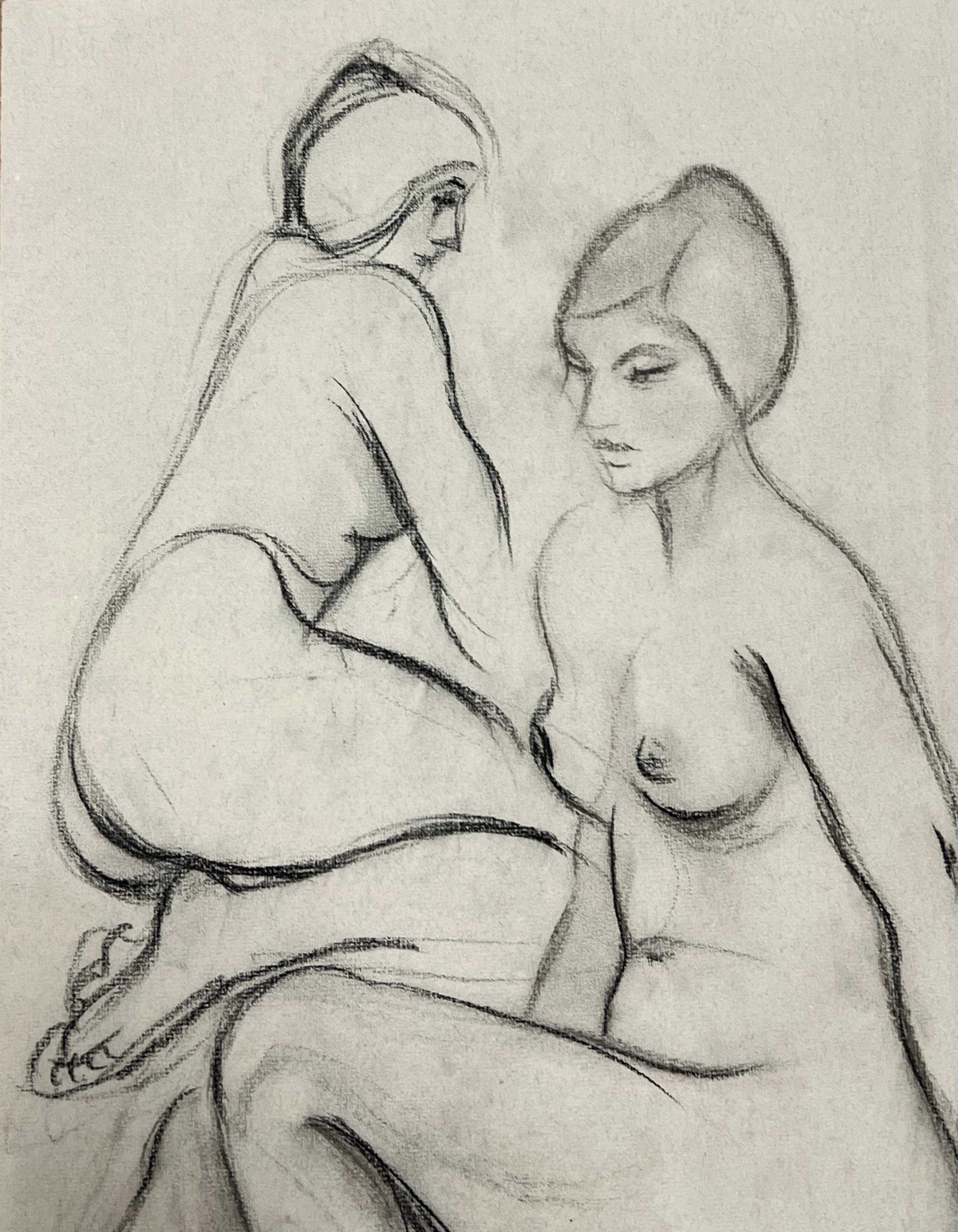 Esbozo de mujer desnuda
Escuela Francesa, hacia 1960
tiza y pastel sobre papel de artista, sin enmarcar 
tamaño: 18,75 x 12 pulgadas
estado: muy bueno y listo para ser disfrutado
procedencia: colección privada, Francia
