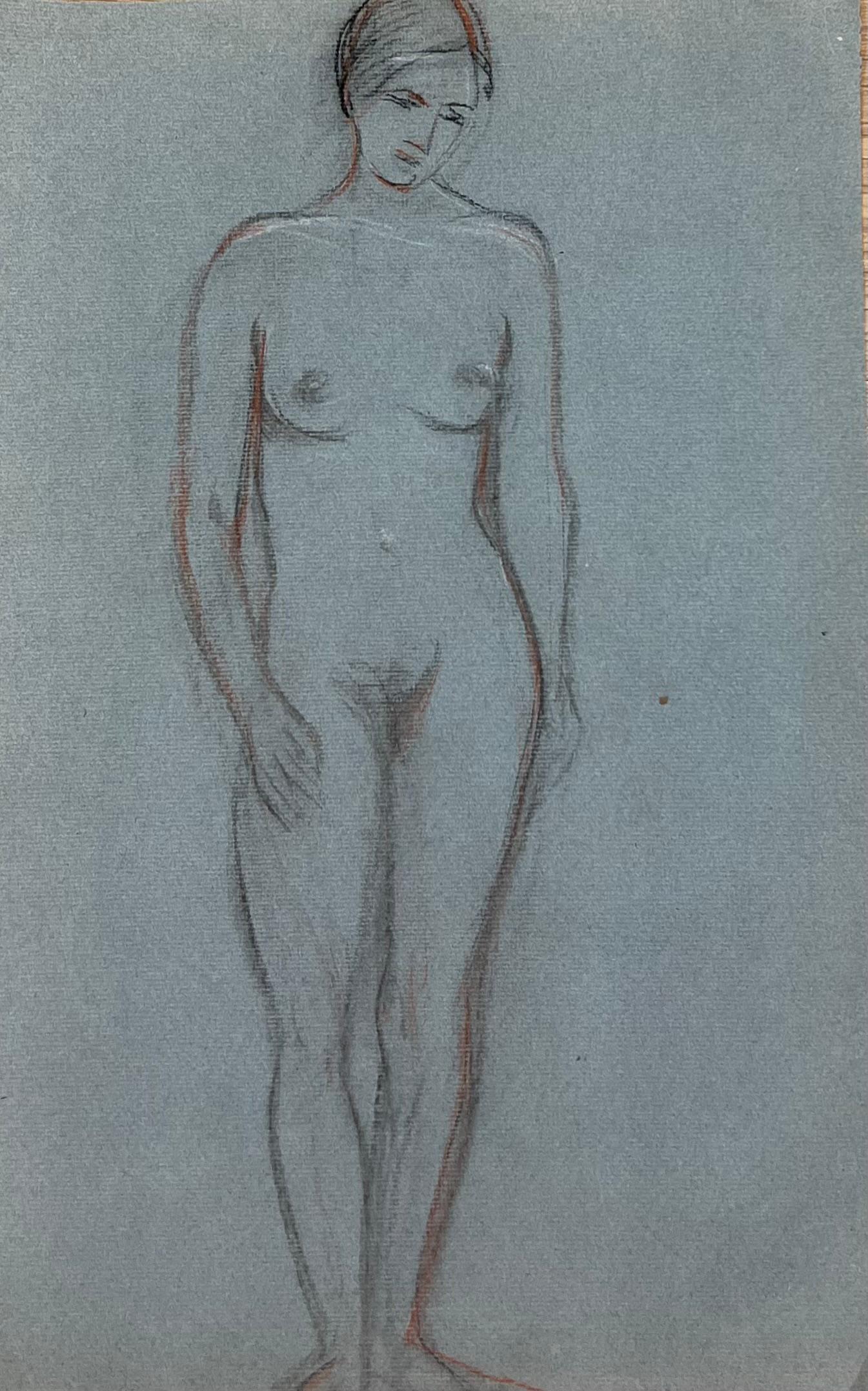 Nude Lady Study 
French School, circa 1960's
chalk and pastel on artists paper, unframed 
double sided
size: 19.5 x 12 inches
condition: very good and ready to be enjoyed
provenance: private collection, France
