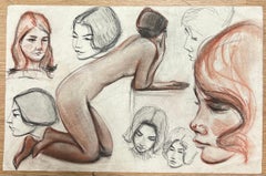 Des croquis expressifs français du milieu du siècle dernier avec détails