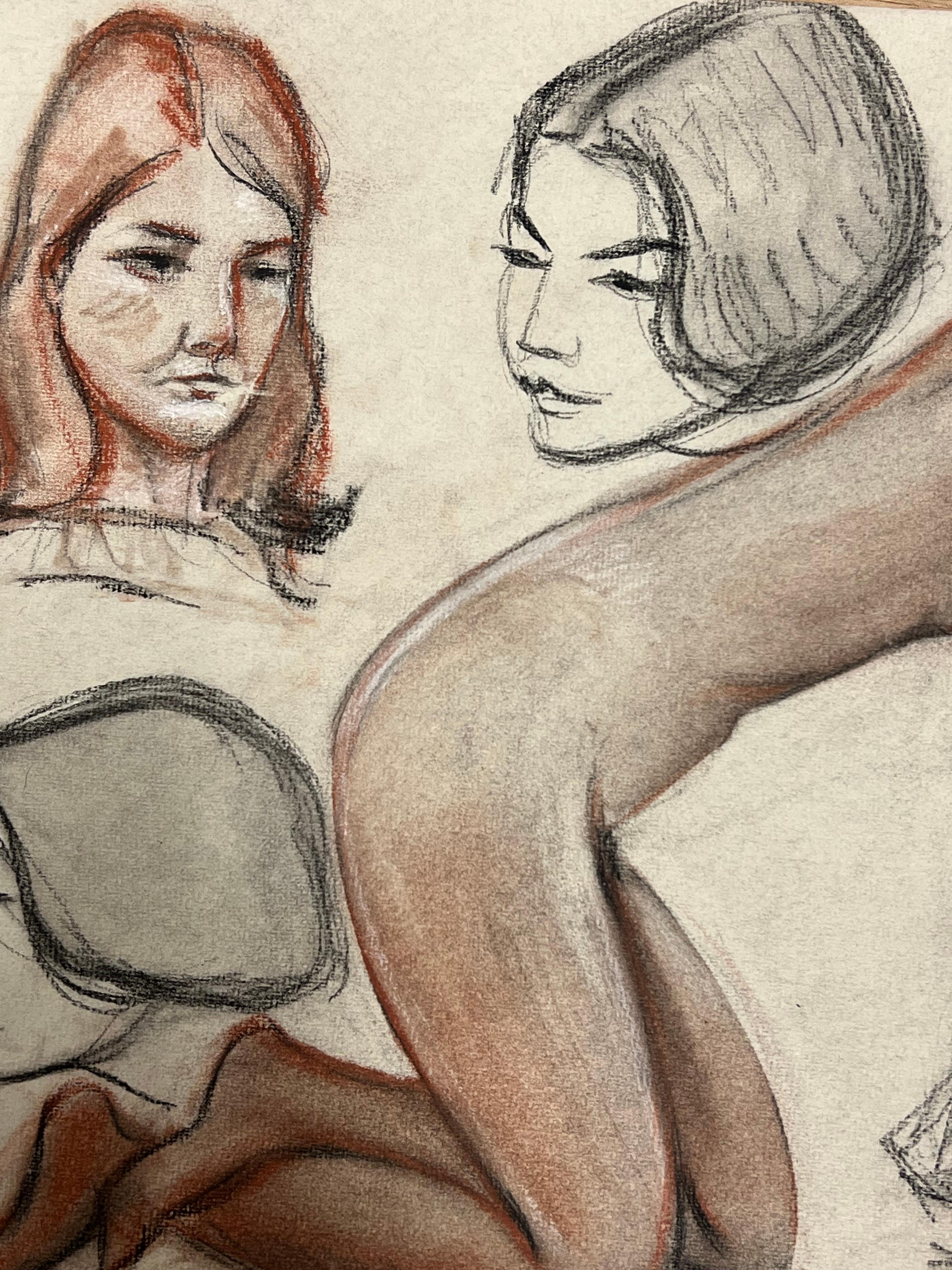 Nude Sketches
French School, circa 1960's
chalk and pastel on artists paper, unframed
double sided
size: 12.5 x 19 inches
condition: very good and ready to be enjoyed
provenance: private collection, France

