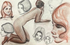 Des croquis expressifs français du milieu du siècle dernier avec détails