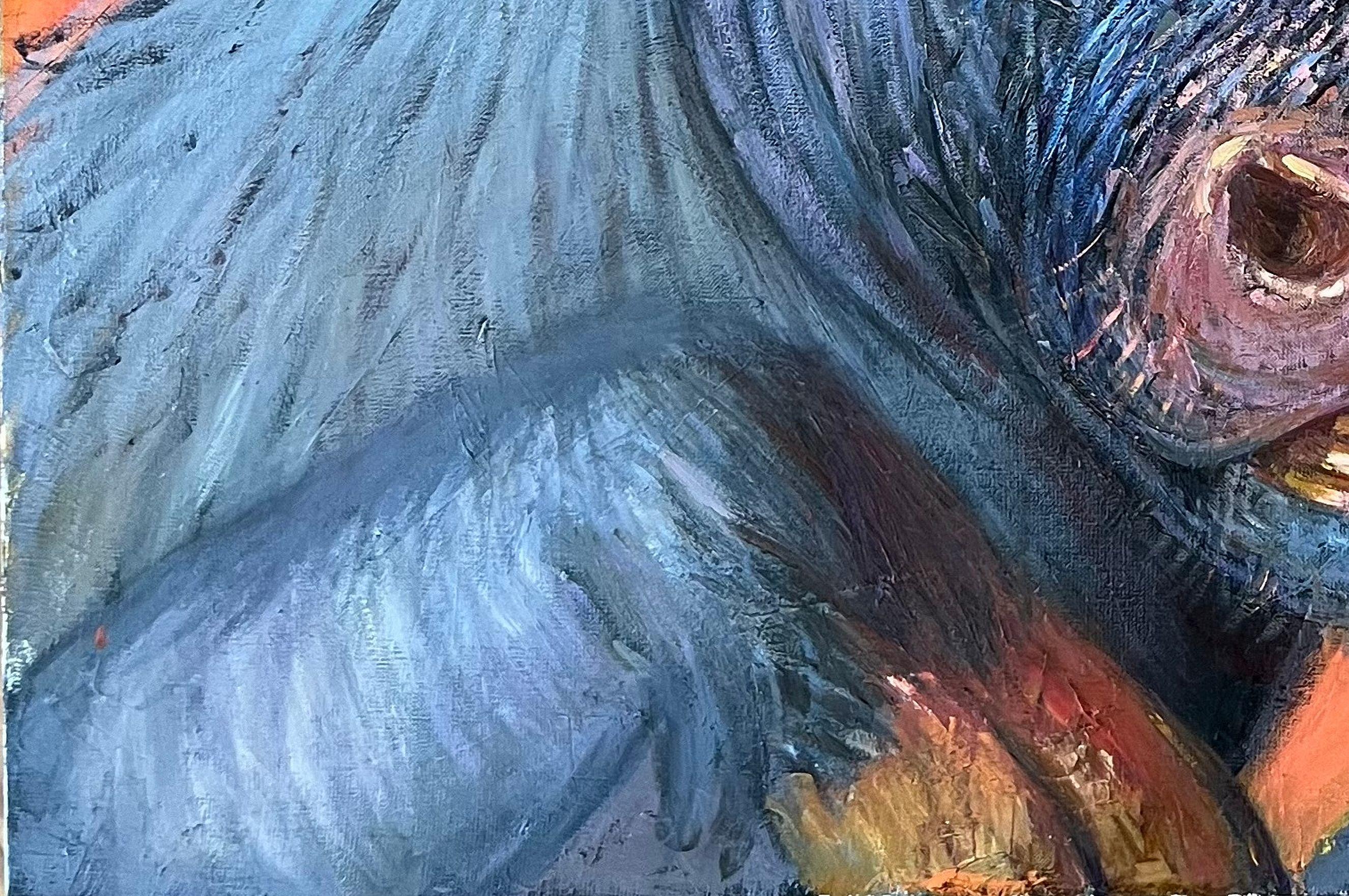 Ritratto di toro. 2024, olio su tela, 80x90 cm - Animal Painting Marrone di Dagnia Cherevichnika