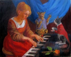 Rossini. Comic duet for 2 cats and piano. 2013. Oil on canvas, 60x80 cm 