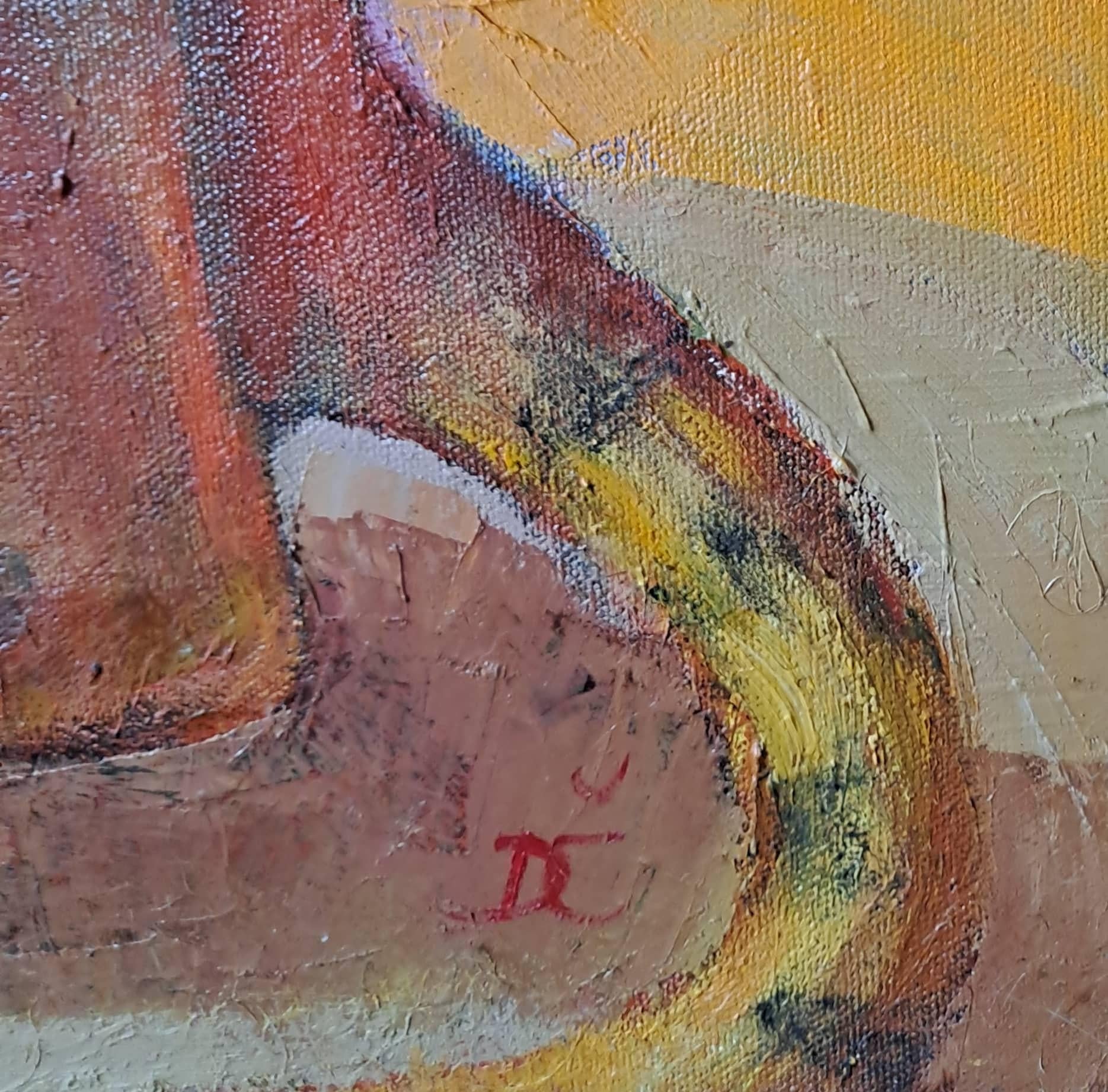 Sphinx. 2020. Ölgemälde auf Leinwand, 70x70 cm – Painting von Dagnia Cherevichnika