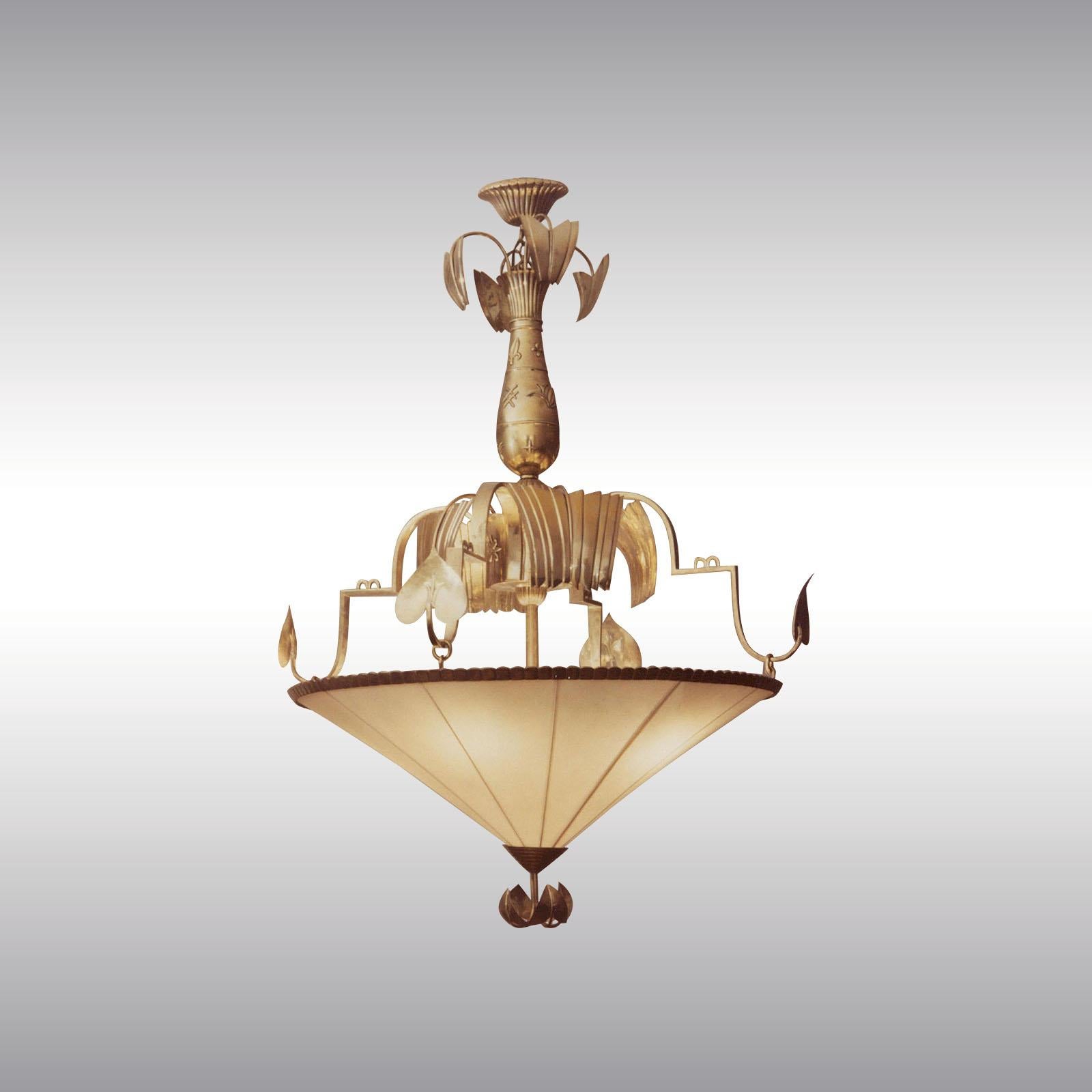 Laiton Lustre Dagobert Peche Wiener Werkstaette Neue Galerie Ny Jugendstil réédité en vente