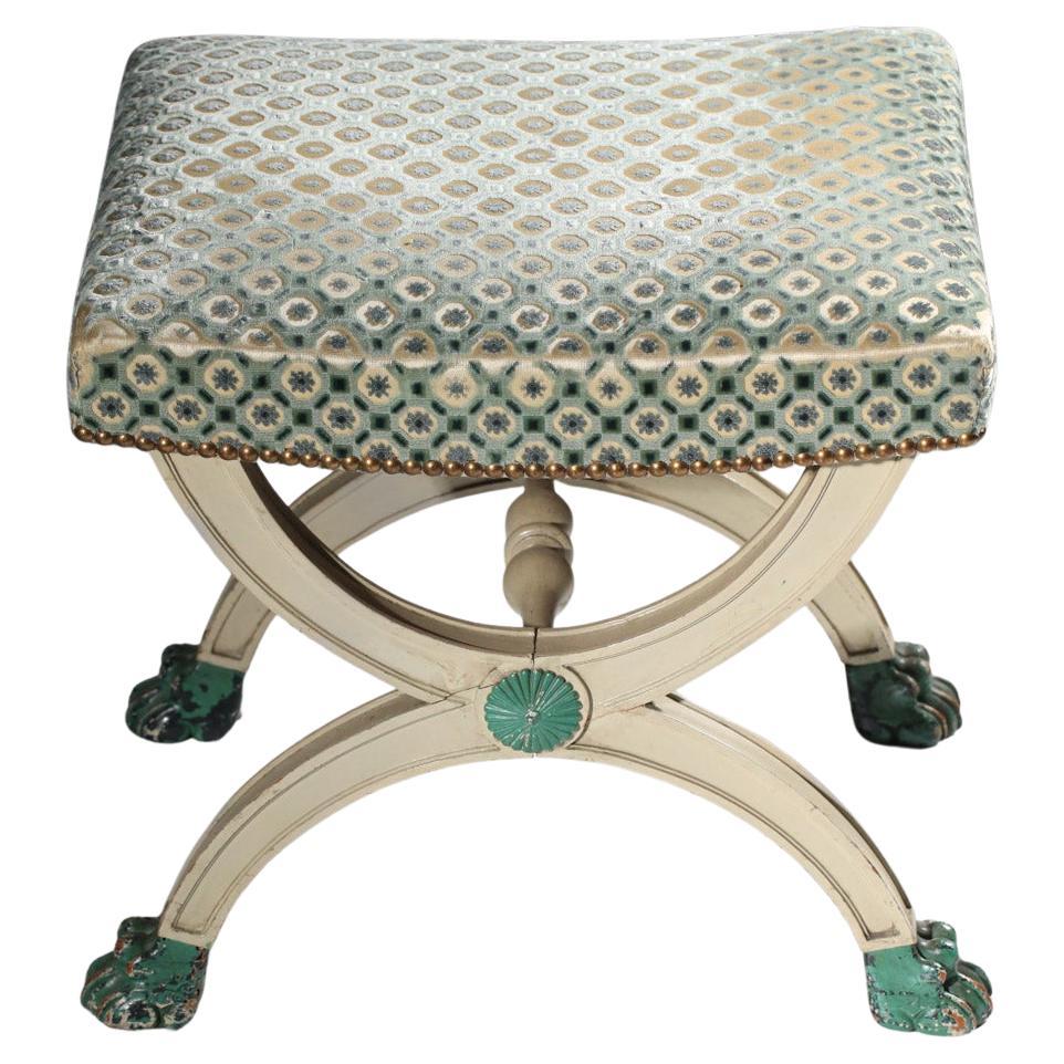 Dagobert stool in painted wood and velvet