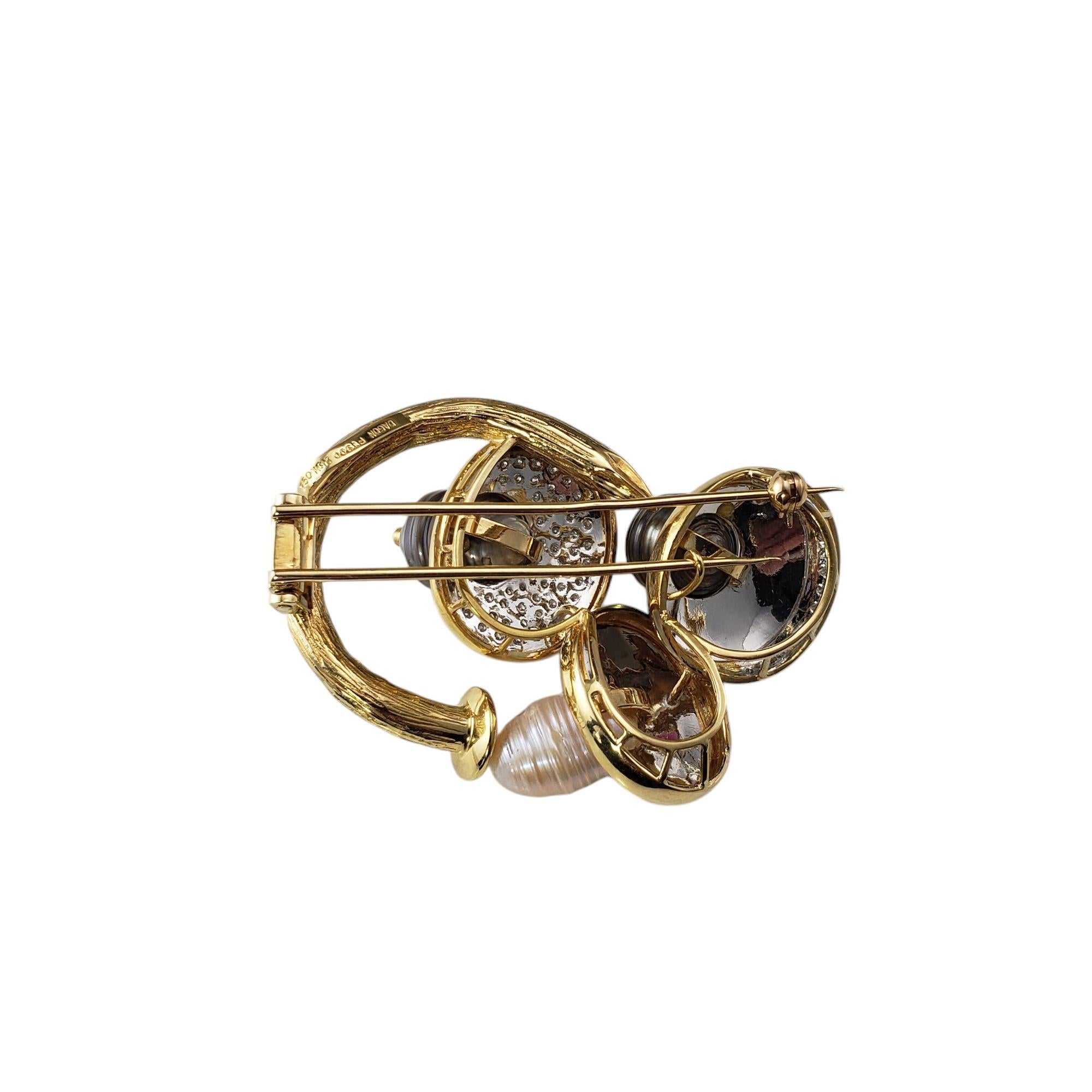 Dagon 18 Karat Gelbgold und Platin Perlen-Diamant-Brosche #20887 im Zustand „Gut“ im Angebot in Washington Depot, CT
