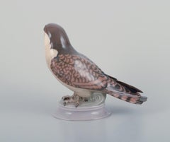 Dahl Jensen for Bing & Grøndahl. Porcelain figurine of sitting peregrine falcon
