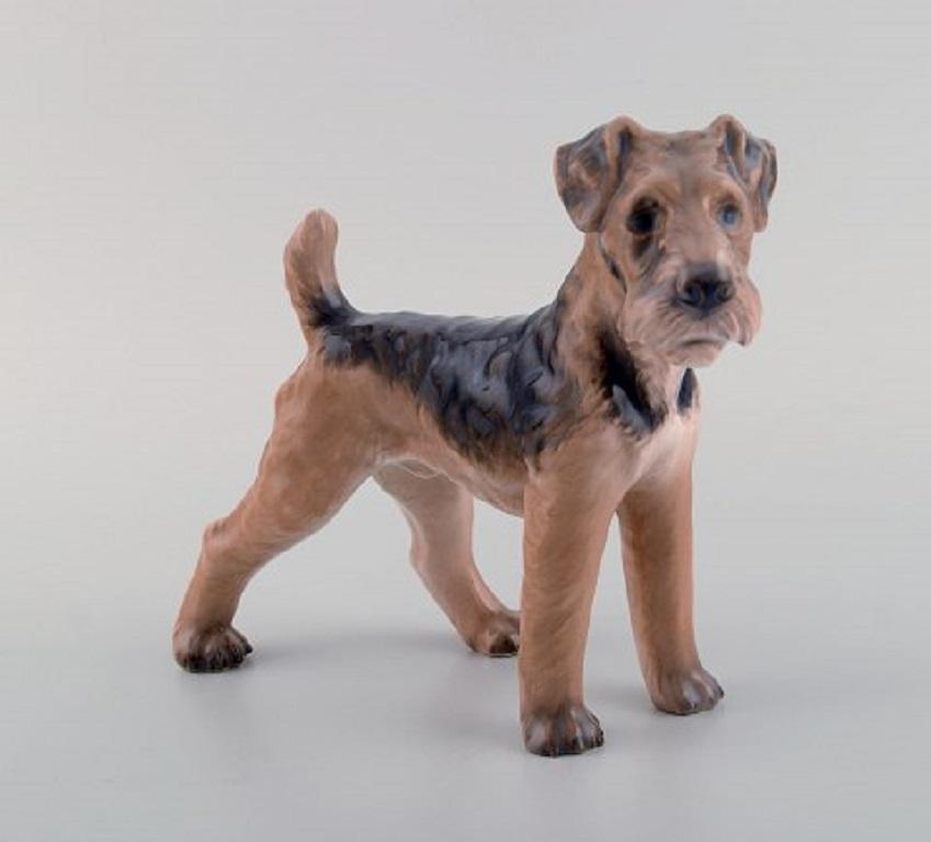 Danish Dahl Jensen Porcelain Figure, Airedale Terrier, 1930s-1940s