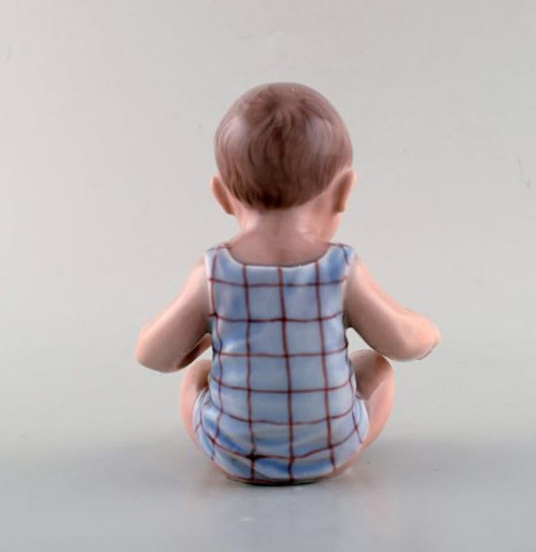 Dahl Jensen Porcelain Figurine. Baby Boy. Model Number 1105. 1st Factory Quality In Good Condition In Copenhagen, DK