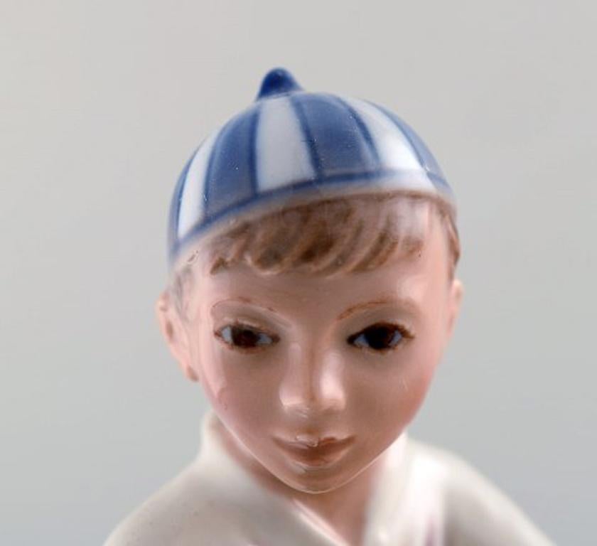 Danish Dahl Jensen Porcelain Figurine, Boy with Striped CAP, Model Number 1328