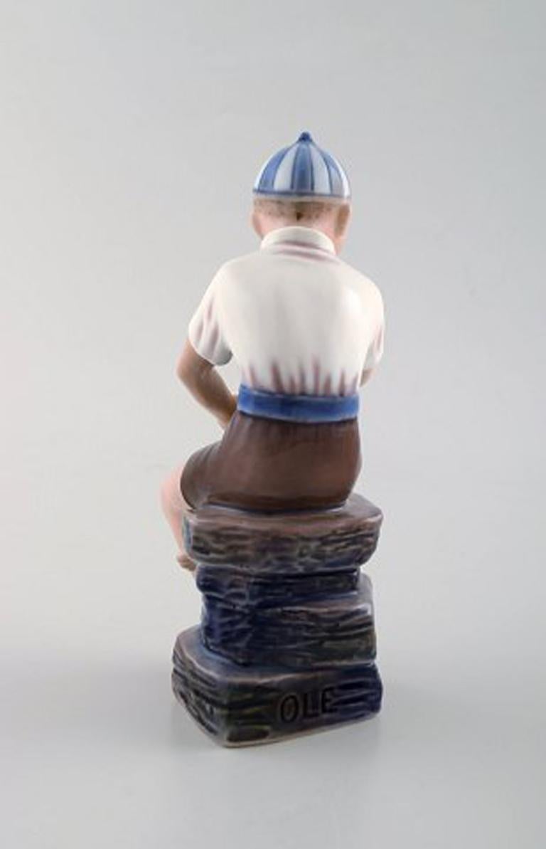Dahl Jensen Porcelain Figurine, Boy with Striped CAP, Model Number 1328 In Good Condition In Copenhagen, DK