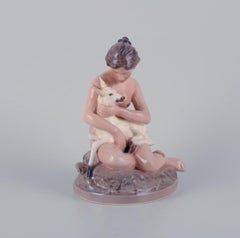Dahl Jensen porcelain figurine, girl with fawn.