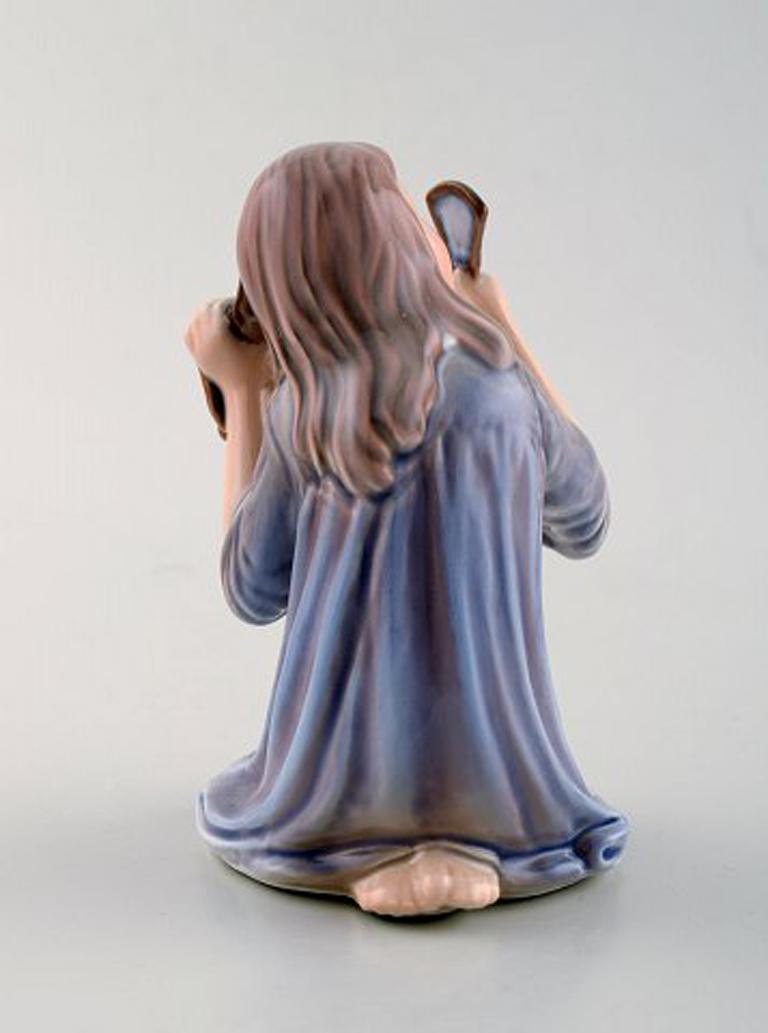 Art Deco Dahl Jensen Porcelain Figurine, Girl with Mirror, Model Number 1351