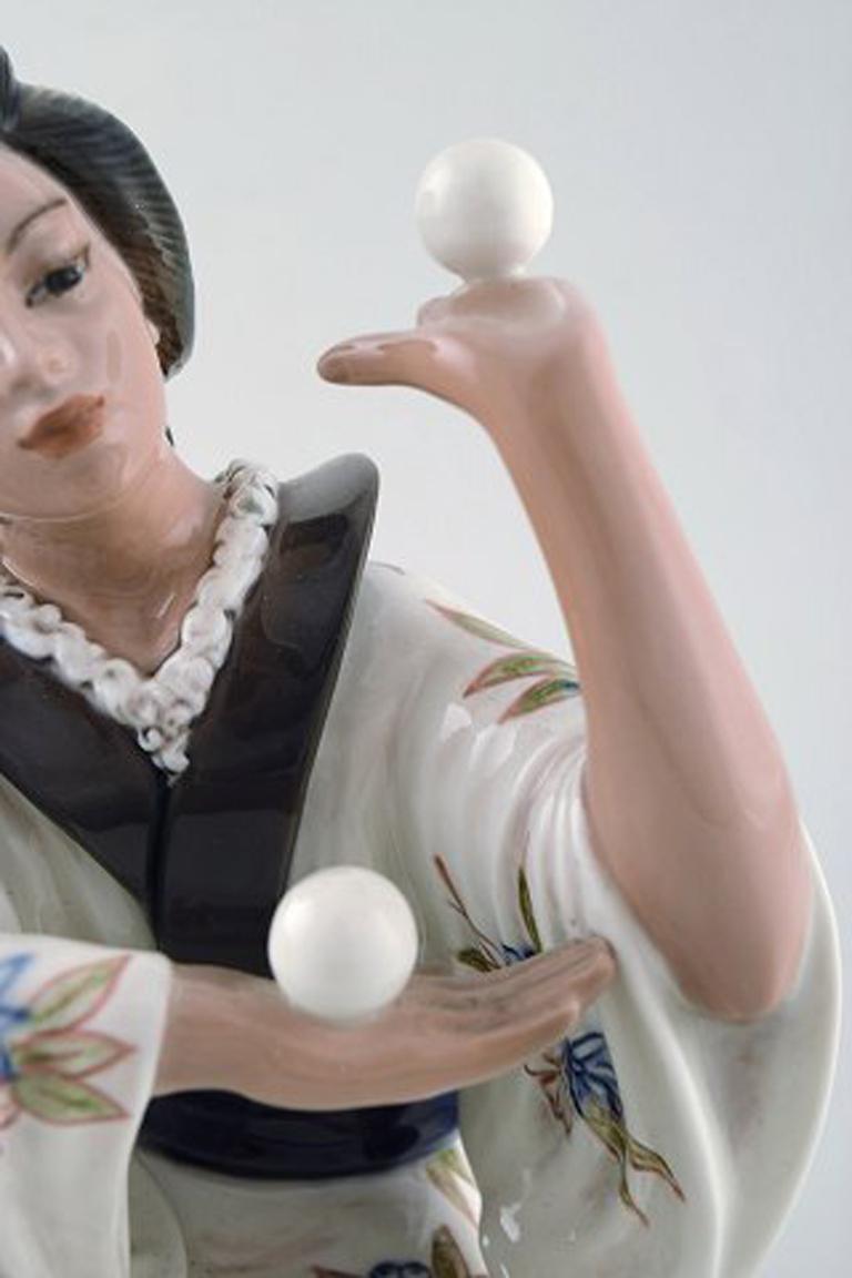 Early 20th Century Dahl Jensen Porcelain Figurine, Japanese Juggler, Model Number 1326