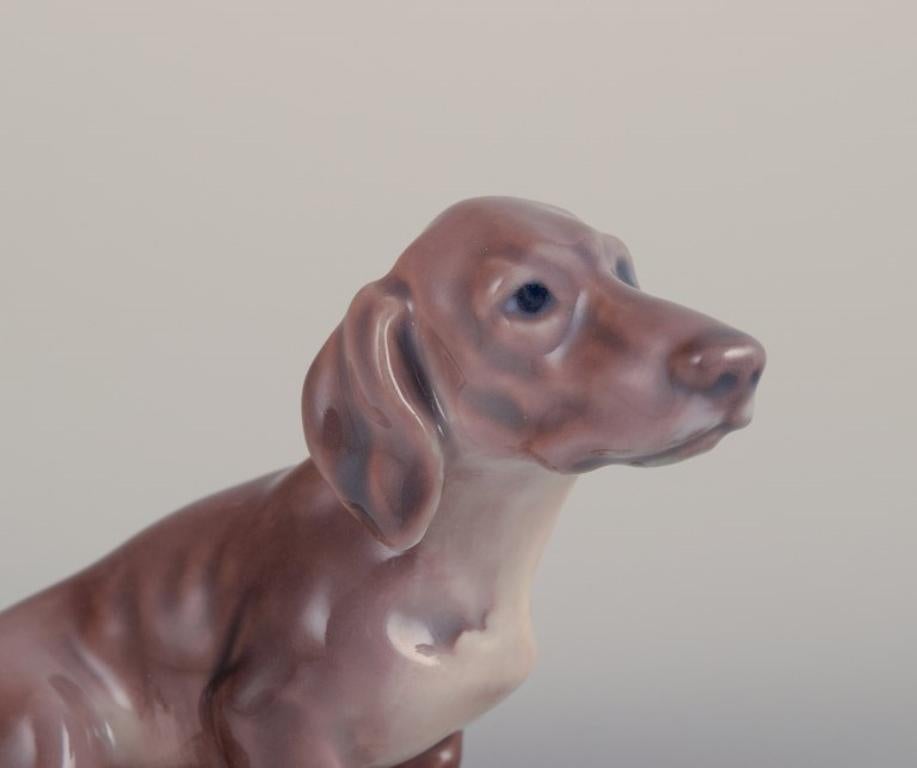 Mid-20th Century Dahl Jensen, porcelain figurine of a Dachshund. 1930s