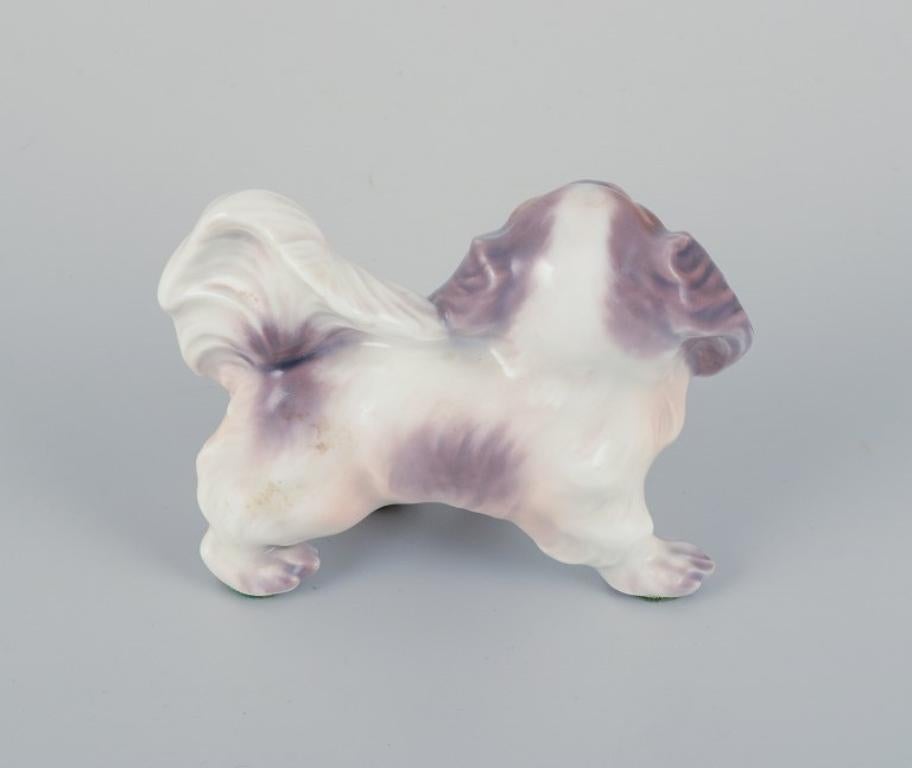 Glazed Dahl Jensen, porcelain figurine of a Pekingese dog. 1930/40s
