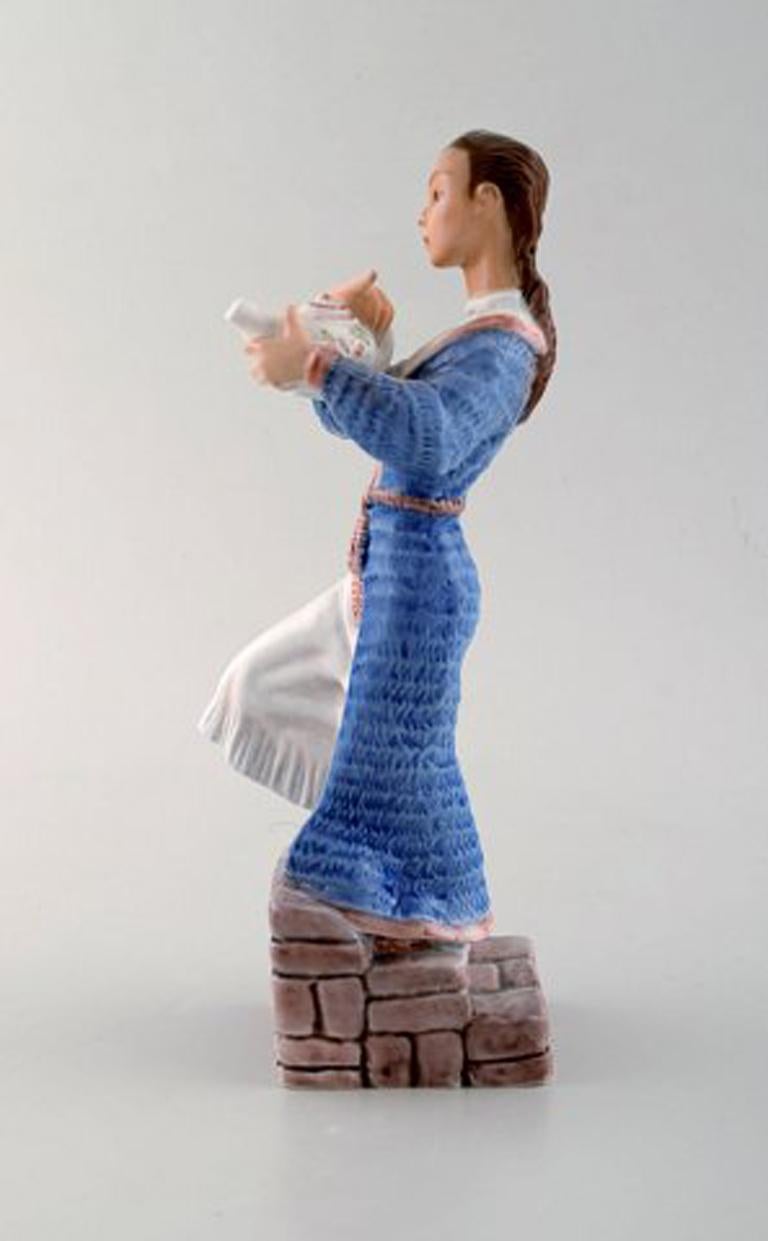 Danish Dahl Jensen Porcelain Figurine, Tea Girl, Model Number 1326