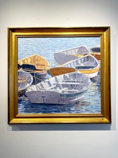 Dahl Taylor, "Dinghies", 24x26 Boat and Water Oil Painting on Canvas