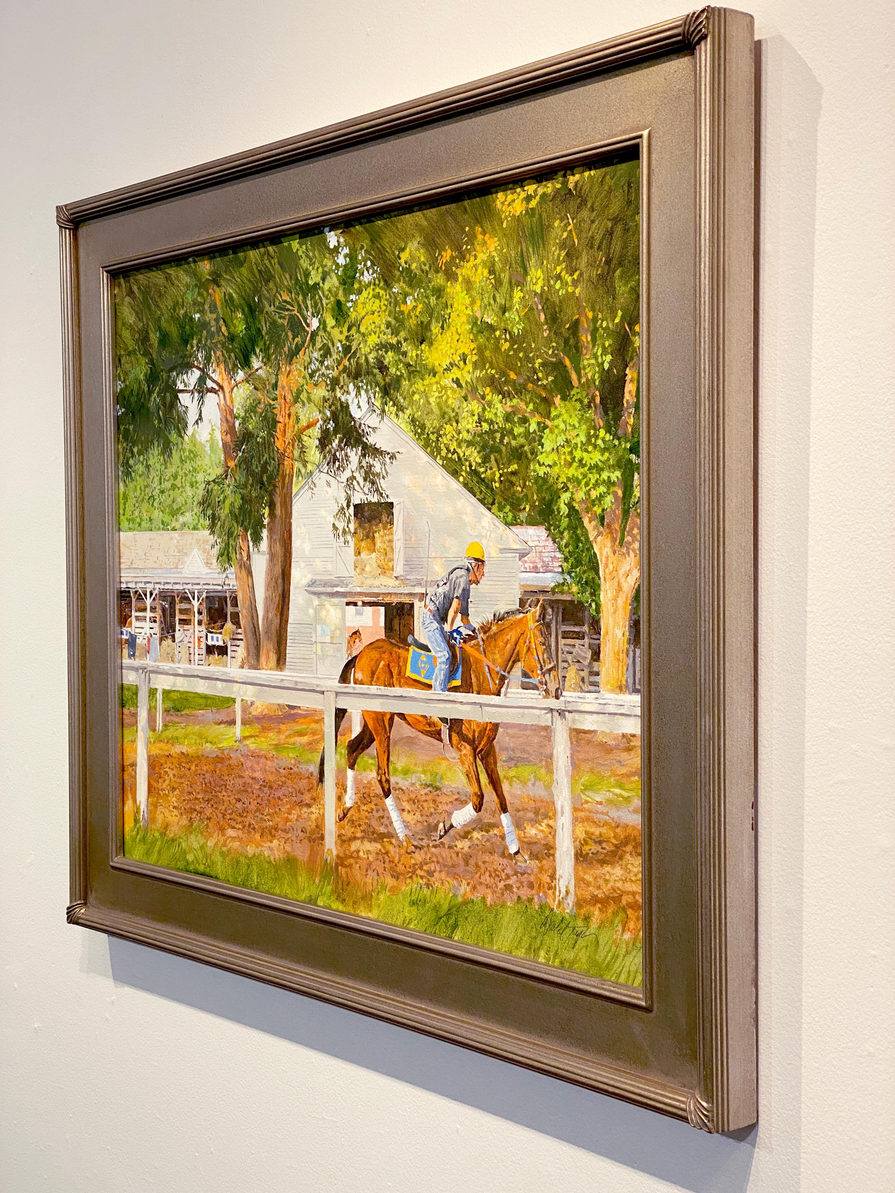 Dahl Taylor, „Morning Workout“, realistisches Ölgemälde in Equine auf Leinwand, 24x30 im Angebot 2