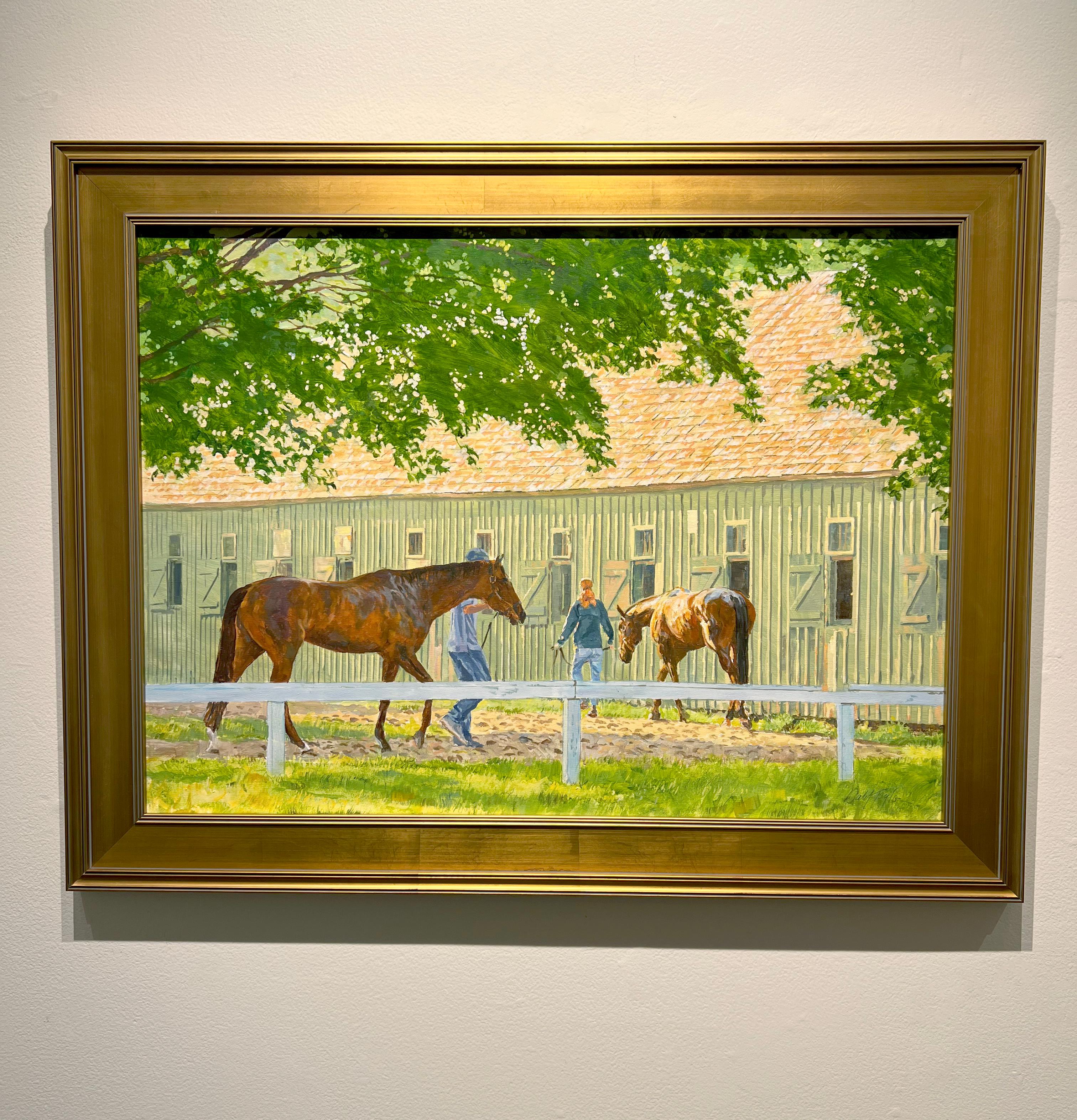 Peinture à l'huile sur toile « Table Walk » de Dahl Taylor, 22 x 30, représentant une course de chevaux d'équitation en vente 1