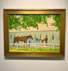 Dahl Taylor, "Stable Walk", 22x30 Equine Horse Racing Oil Painting on Canvas