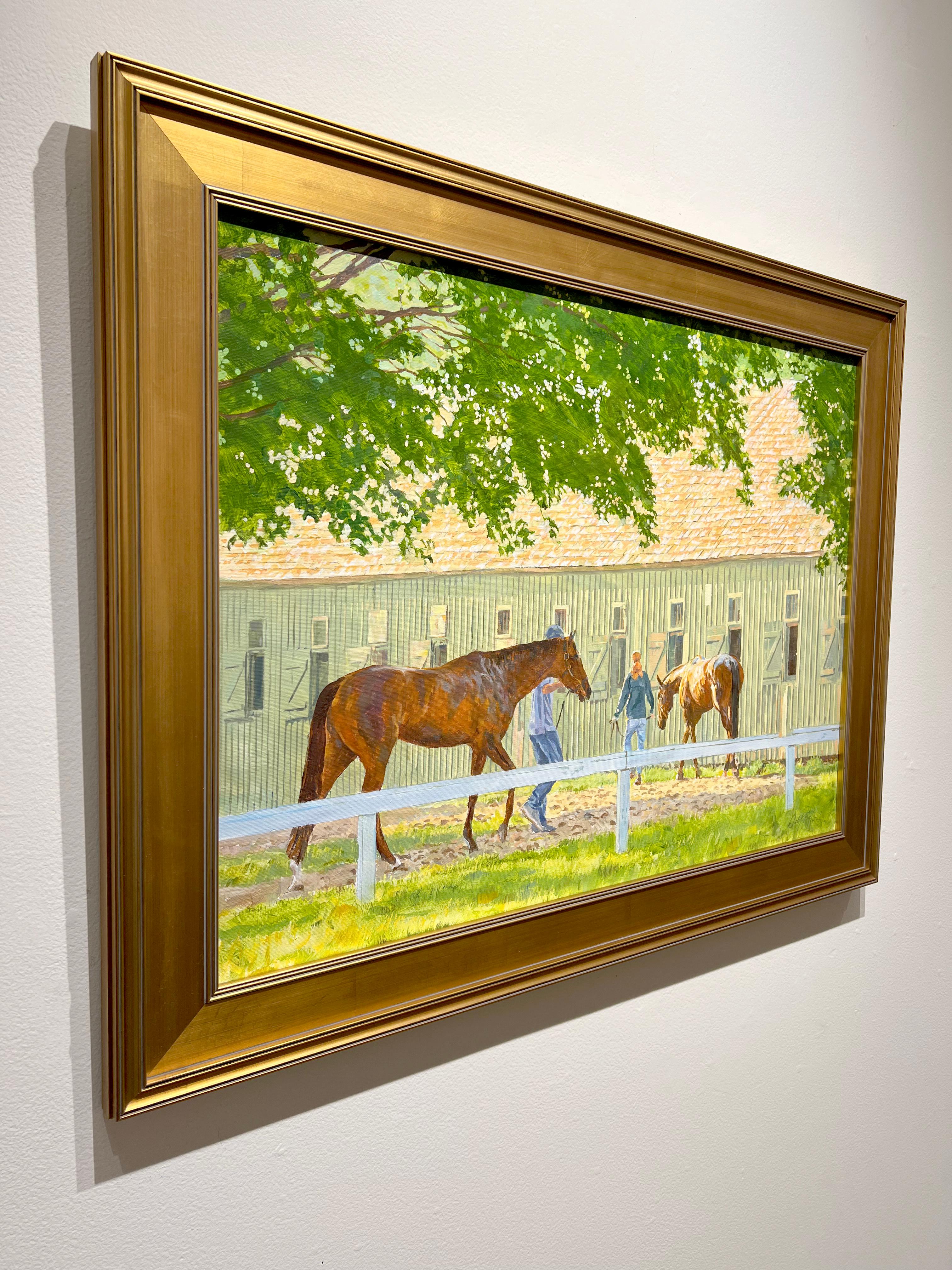 Peinture à l'huile sur toile « Table Walk » de Dahl Taylor, 22 x 30, représentant une course de chevaux d'équitation en vente 2
