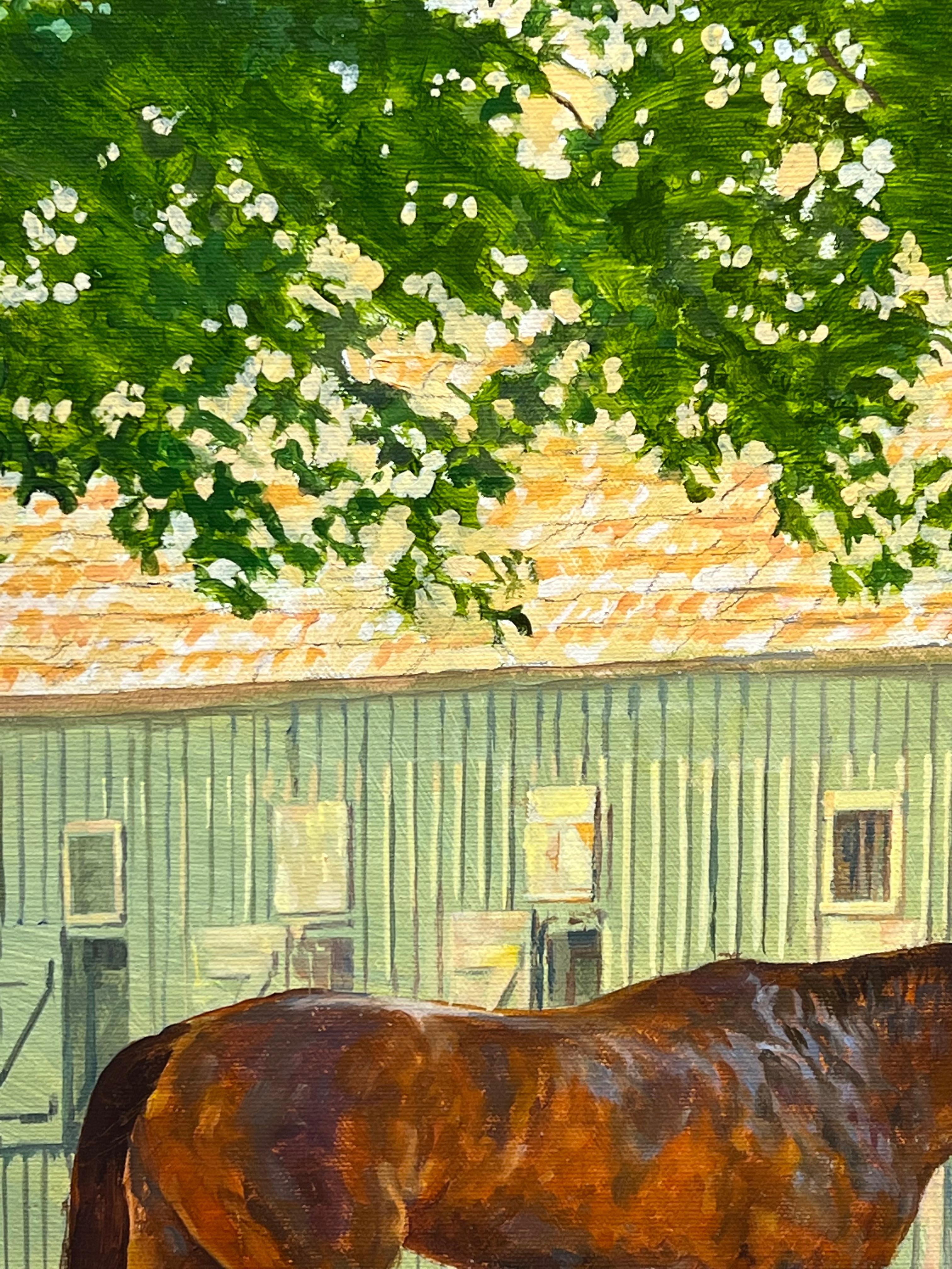 Peinture à l'huile sur toile « Table Walk » de Dahl Taylor, 22 x 30, représentant une course de chevaux d'équitation en vente 4