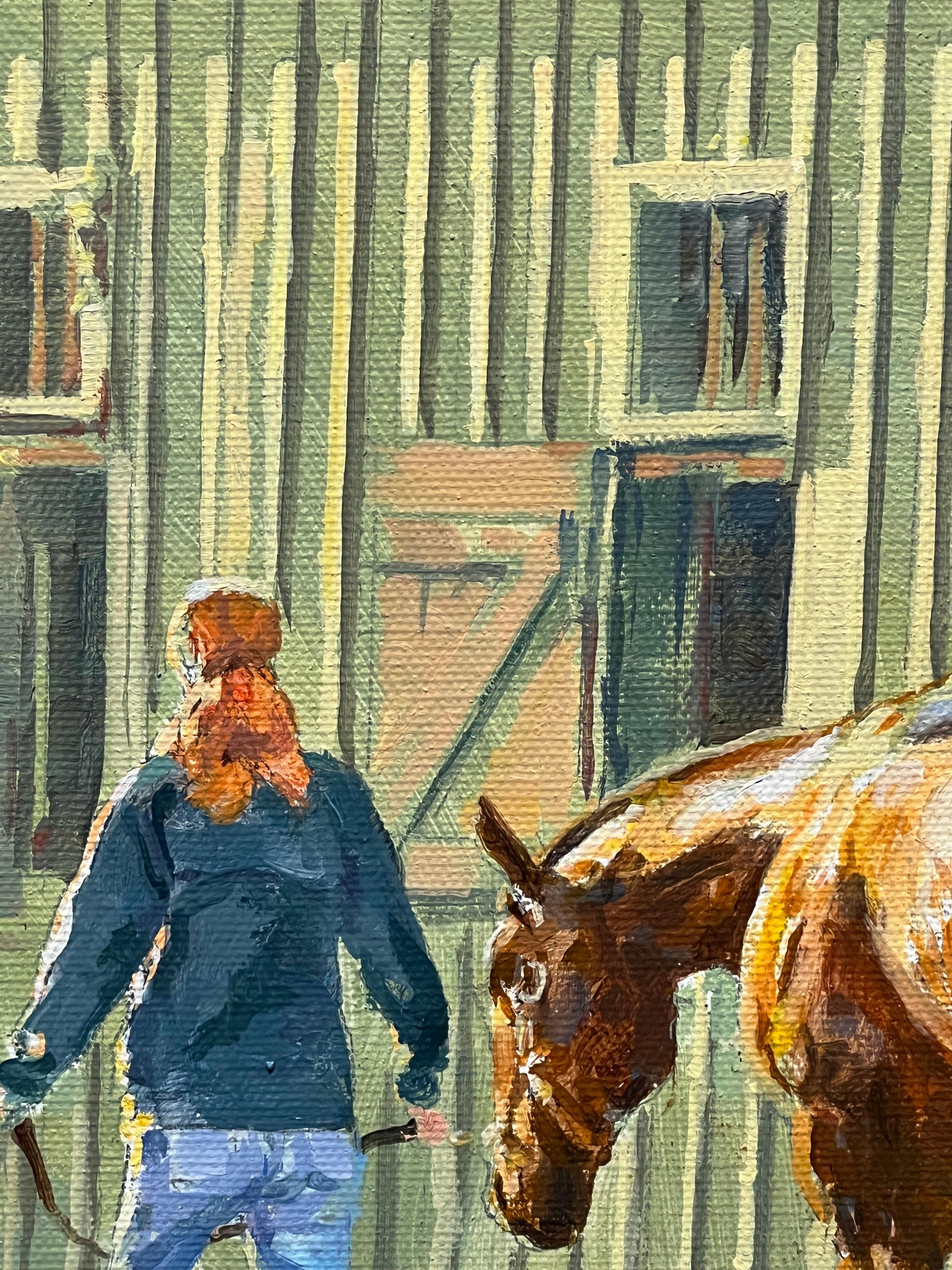 Peinture à l'huile sur toile « Table Walk » de Dahl Taylor, 22 x 30, représentant une course de chevaux d'équitation en vente 5