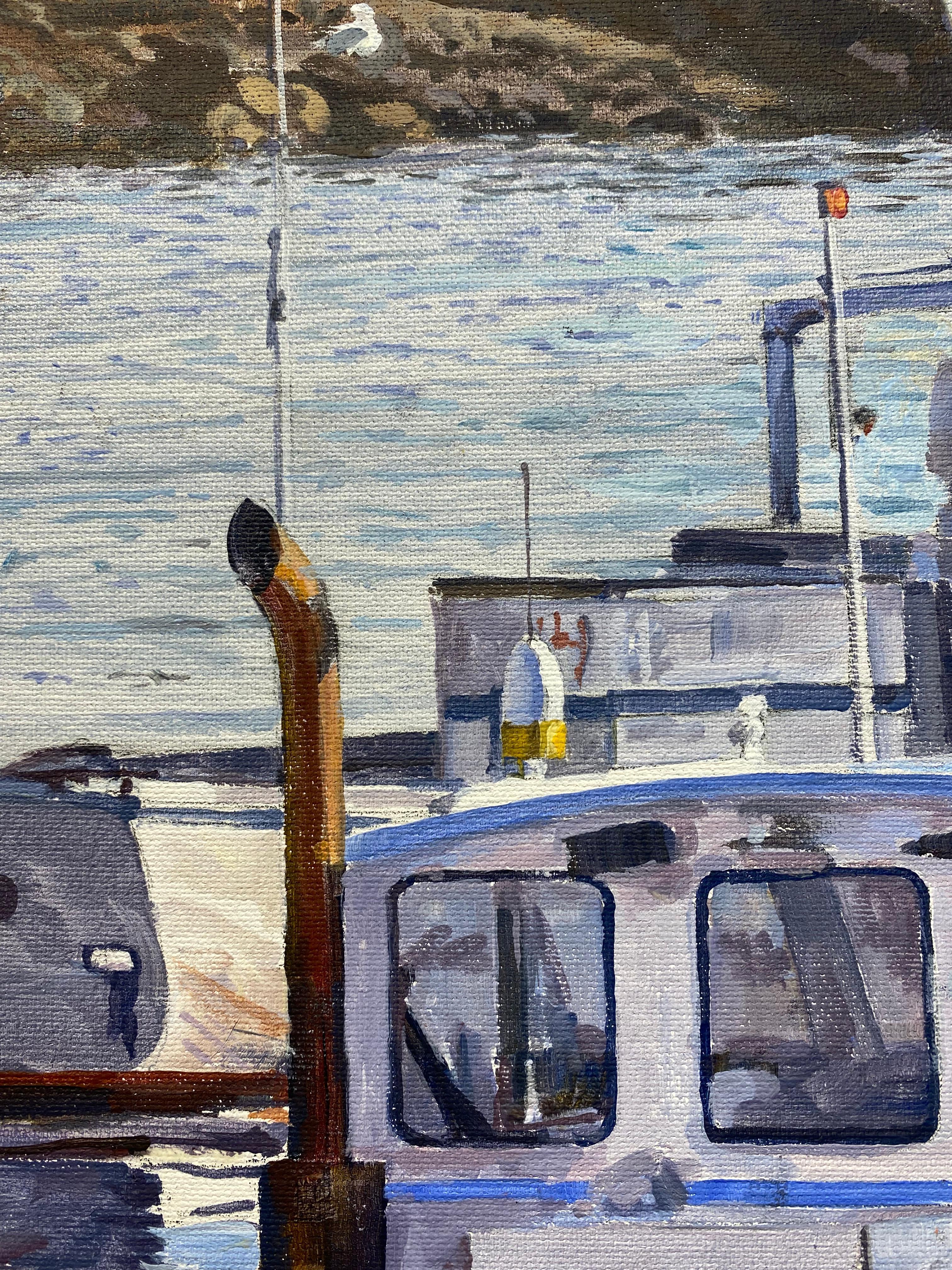 « Tammy D & Revolution », peinture à l'huile sur toile représentant un bateau maritime de 26 x 34 cm, par Dahl Taylor en vente 6