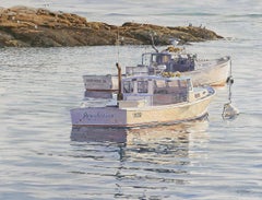 Dahl Taylor, "Tammy D & Revolution", 26x34 Maritime Boat Oil Painting on Canvas