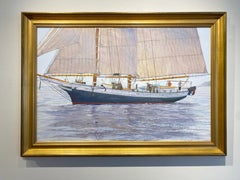 Dahl Taylor, "Waiting for a Chance-a-long", 24x36 Sailing Maritime Oil Painting
