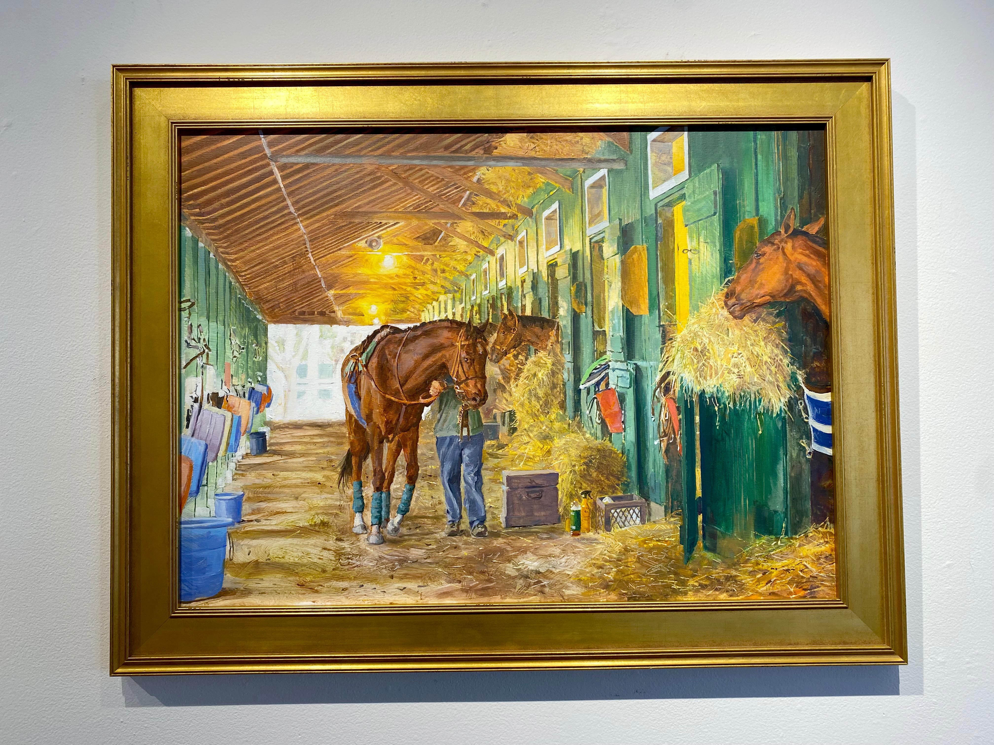 Dahl Taylor, „Walking in the Stable“, 22x30 Equine Ölgemälde auf Leinwand  im Angebot 1