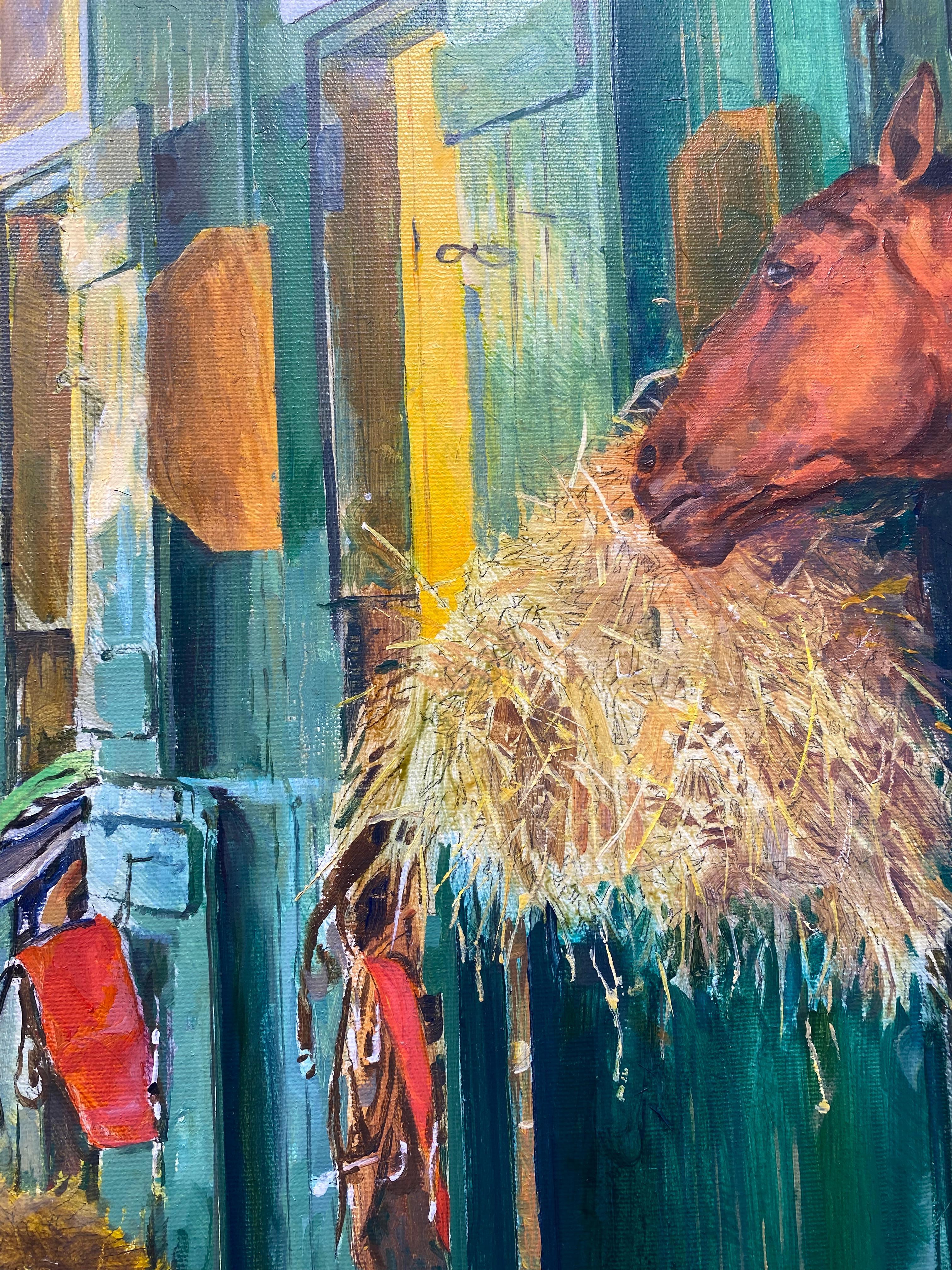 Dahl Taylor, „Walking in the Stable“, 22x30 Equine Ölgemälde auf Leinwand  im Angebot 5