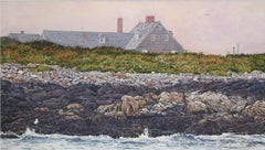 Dahl Taylor, "Wyeth's House", 24x42 Ocean Landscape Oil Painting on Canvas