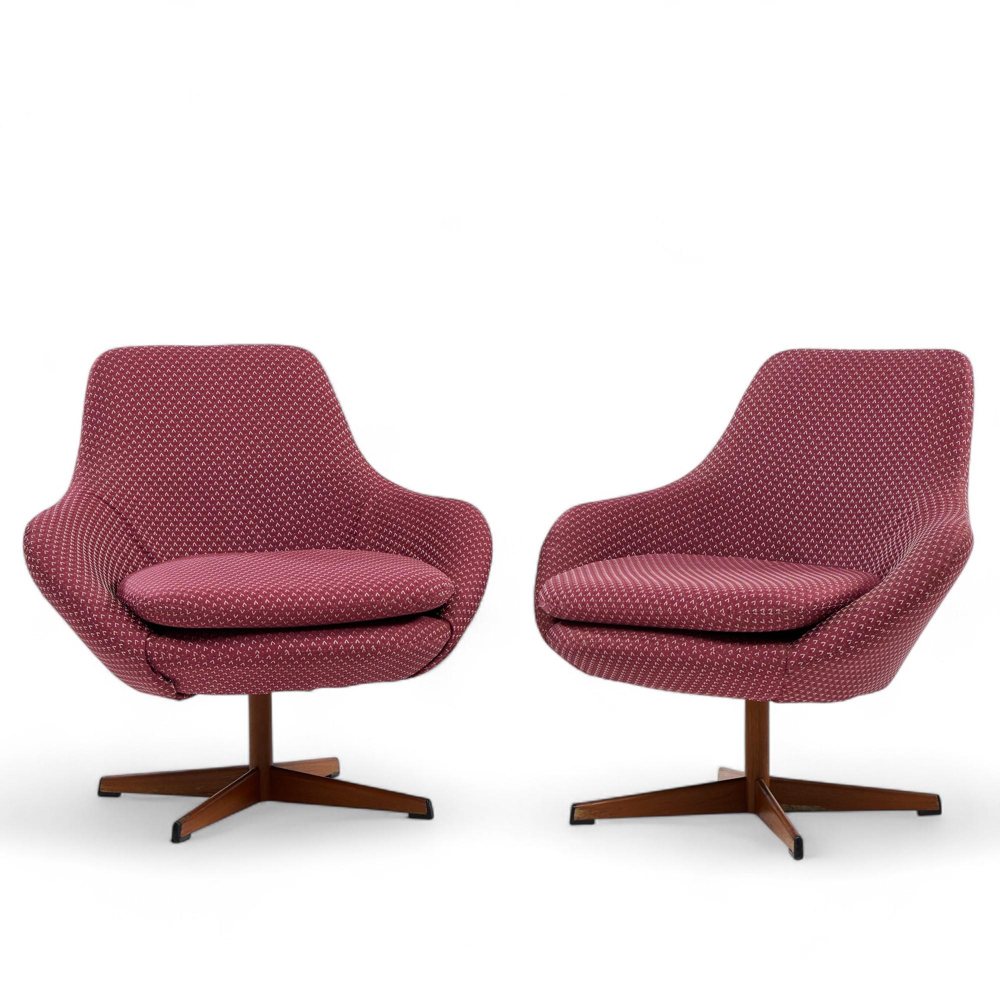Mid-Century Modern Dahléns Dalum Mid Century Swedish Teak Swivel Chairs - Pair For Sale