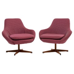 Dahléns Dalum Mid Century Swedish Teak Swivel Chairs - Pair