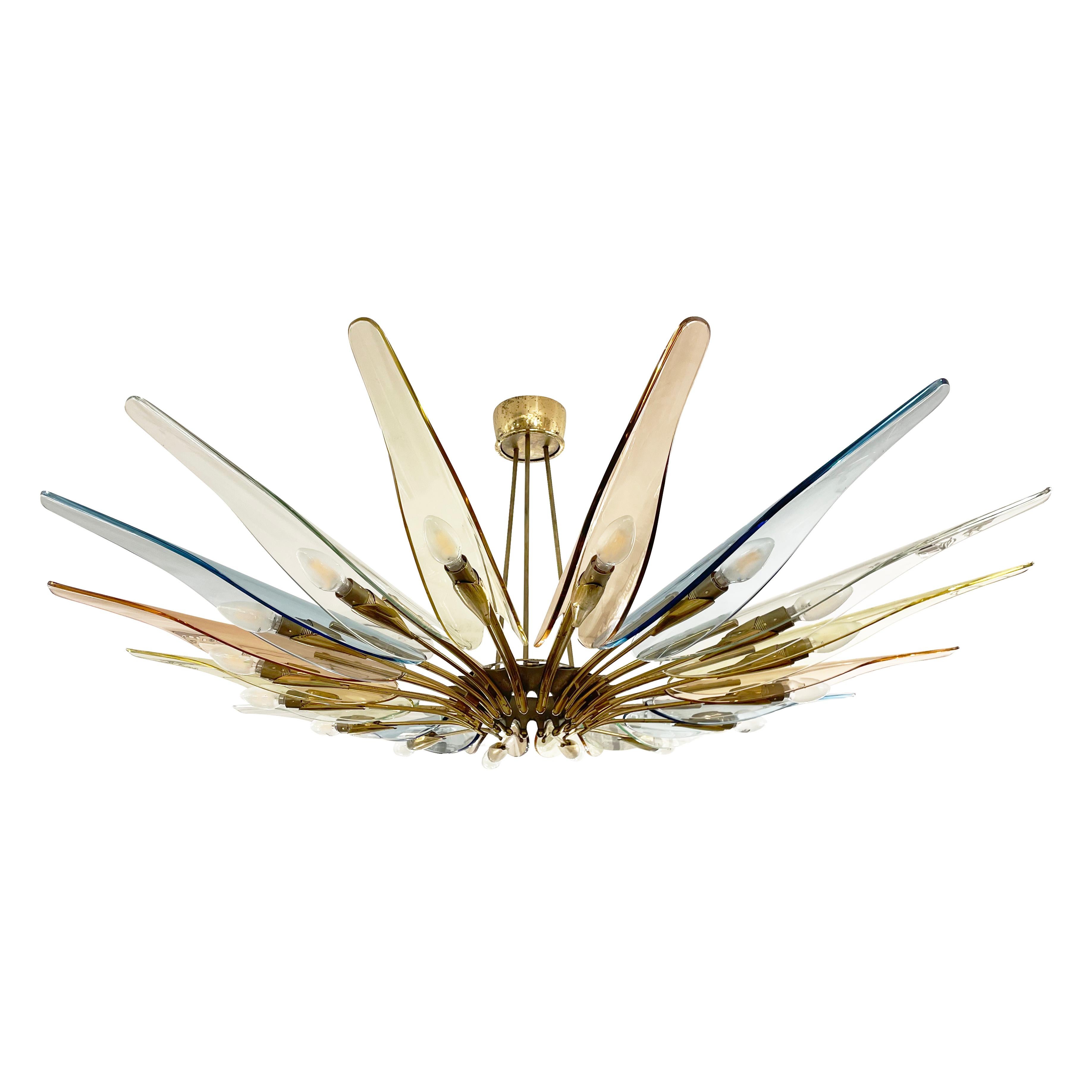 Dahlia Chandelier by Max Ingrand for Fontana Arte In Good Condition In New York, NY