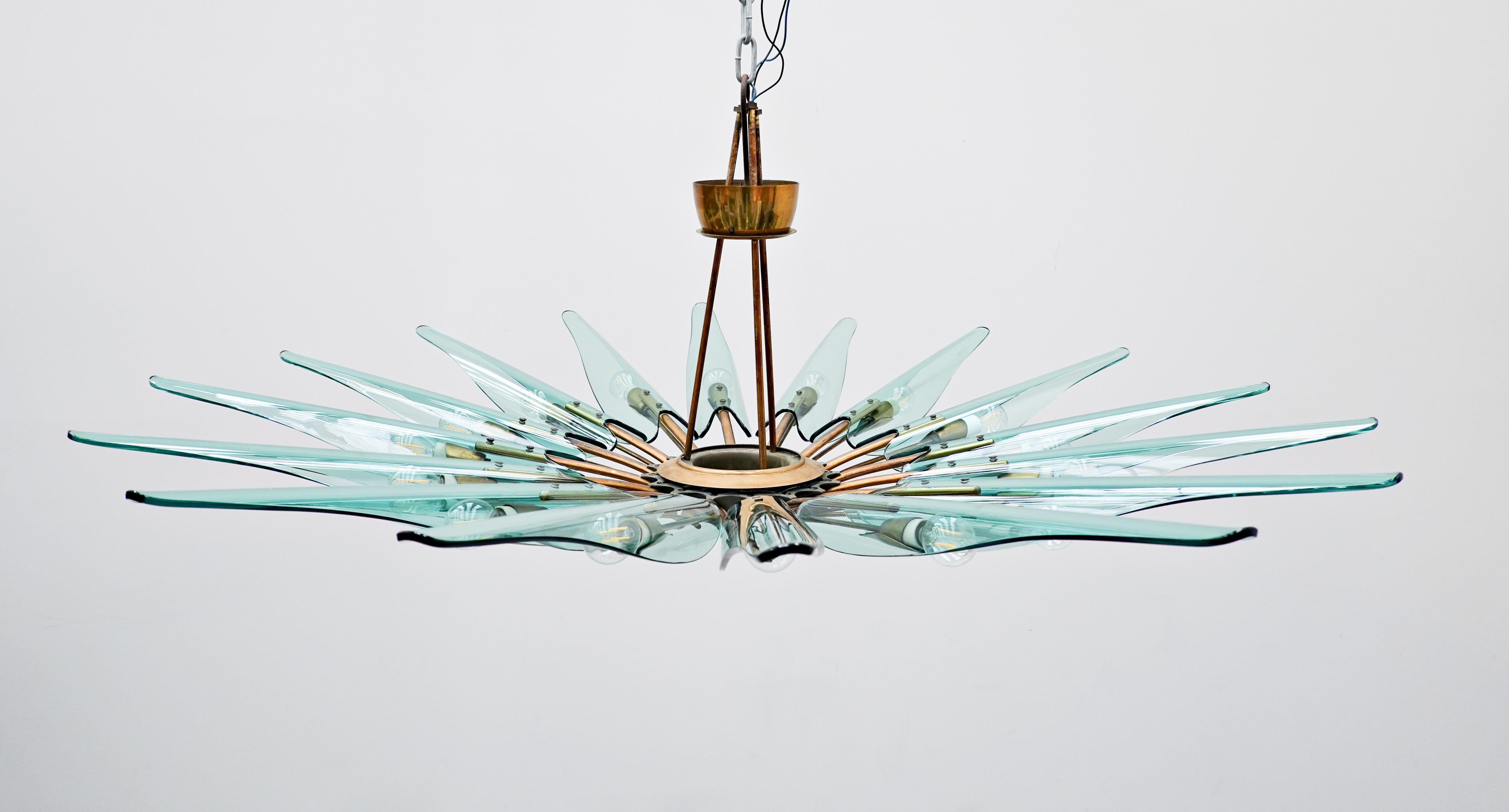Mid-20th Century Dahlia Chandelier Mod. 1563A by Max Ingrand for Fontana Arte, Italy, 1950 For Sale