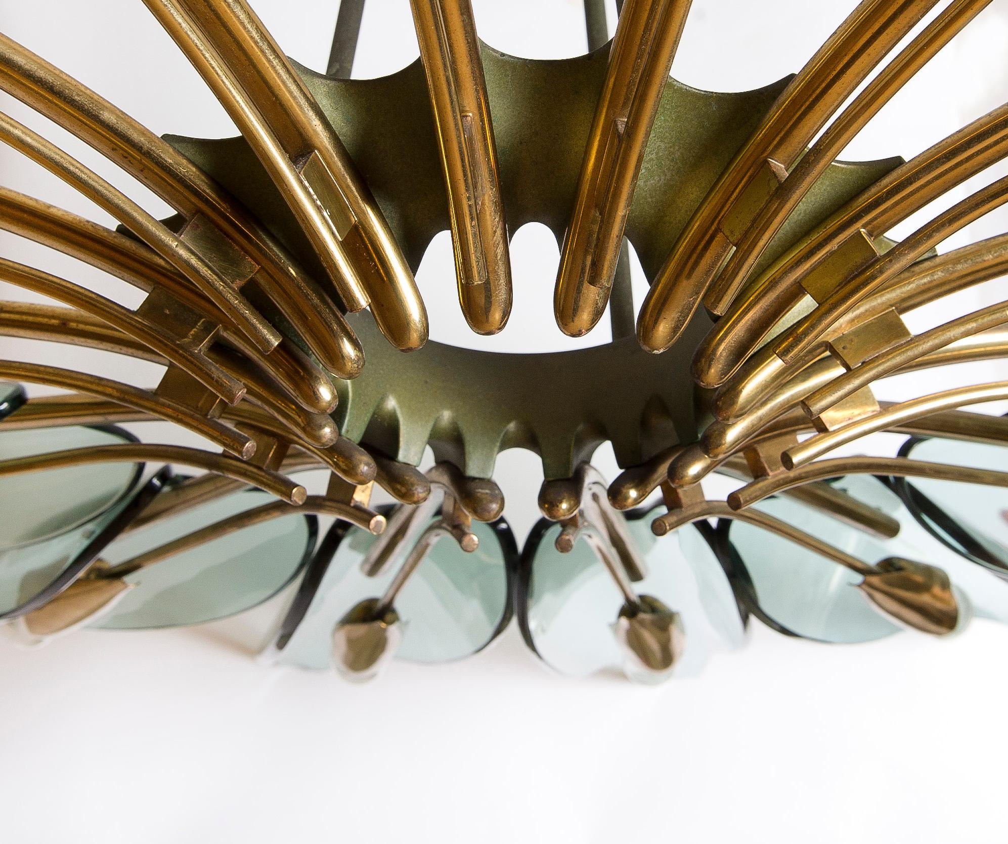 20th Century Dahlia Chandelier Model '1563' by Max Ingrand for Fontana Arte, Italy, c.1954 For Sale