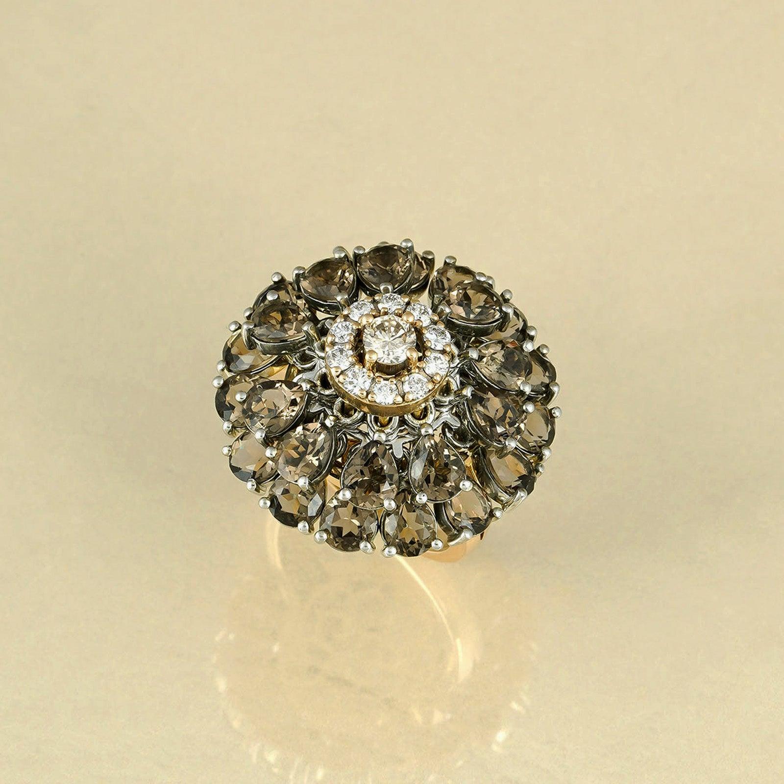 For Sale:  Moi Dahlia Gold Diamond and Quartz Ring 4