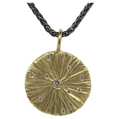 Dahlia Kanner Round Dig Shield, 18k YG Pendant w/ Embedded Diamonds