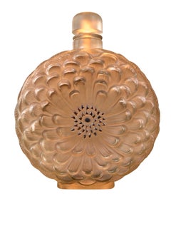 Dahlia Sepia-Color Art Deco Glass Bottle from René Lalique France, 1930s