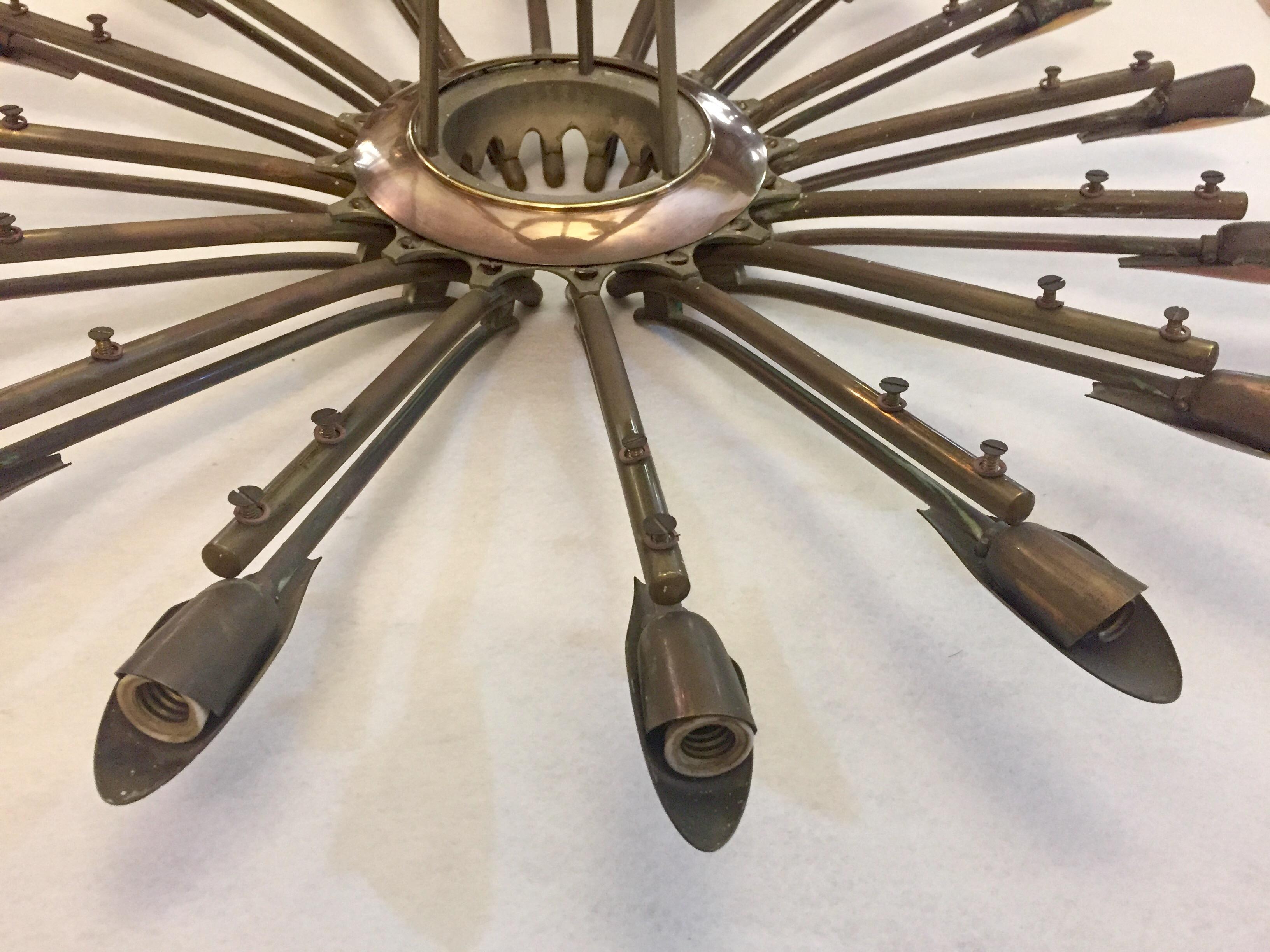 Mid-20th Century Dahlia' Sixteen-Armed Chandelier