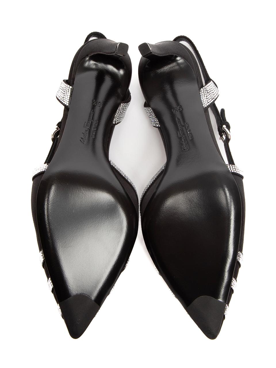 Salvatore Ferragamo Dahlia Slingback With Crystals In Black Size UK 3 1