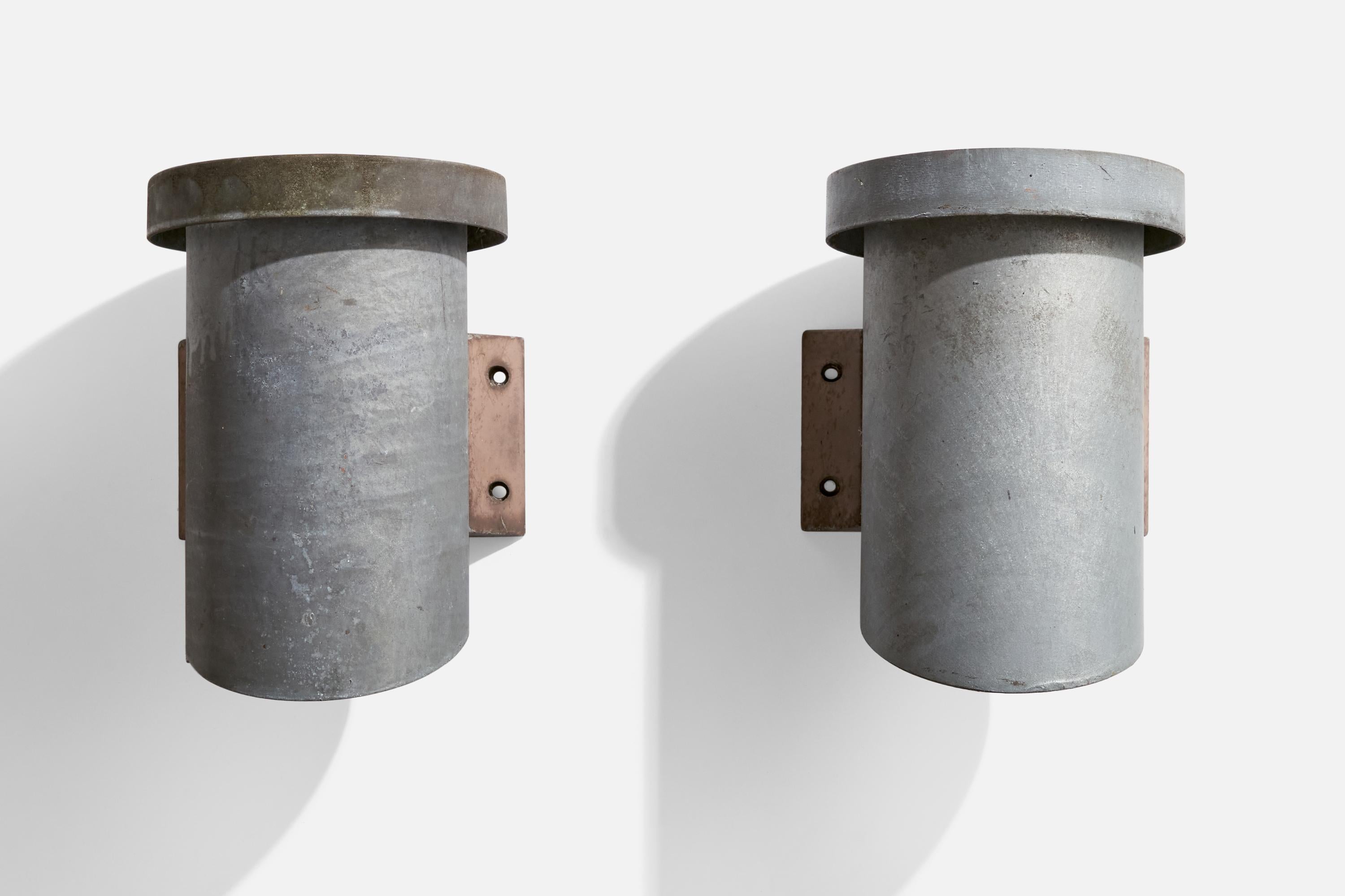 Dahls Maskinfabrik, Wandleuchten, Stahl, Metall, Dänemark, ca. 1980er Jahre im Zustand „Gut“ im Angebot in High Point, NC